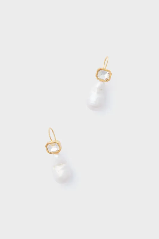 Pearl and Crystal Dangle Earrings sold by Tuckernuck