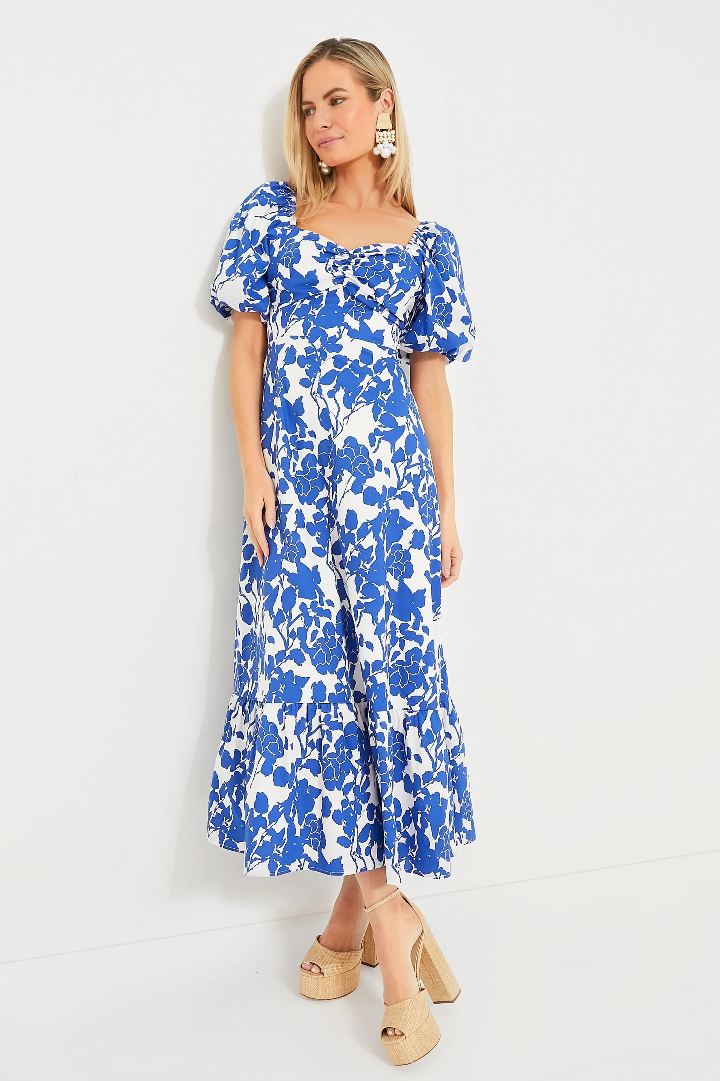 Blue Floral Seaport Midi Dress sold by Tuckernuck