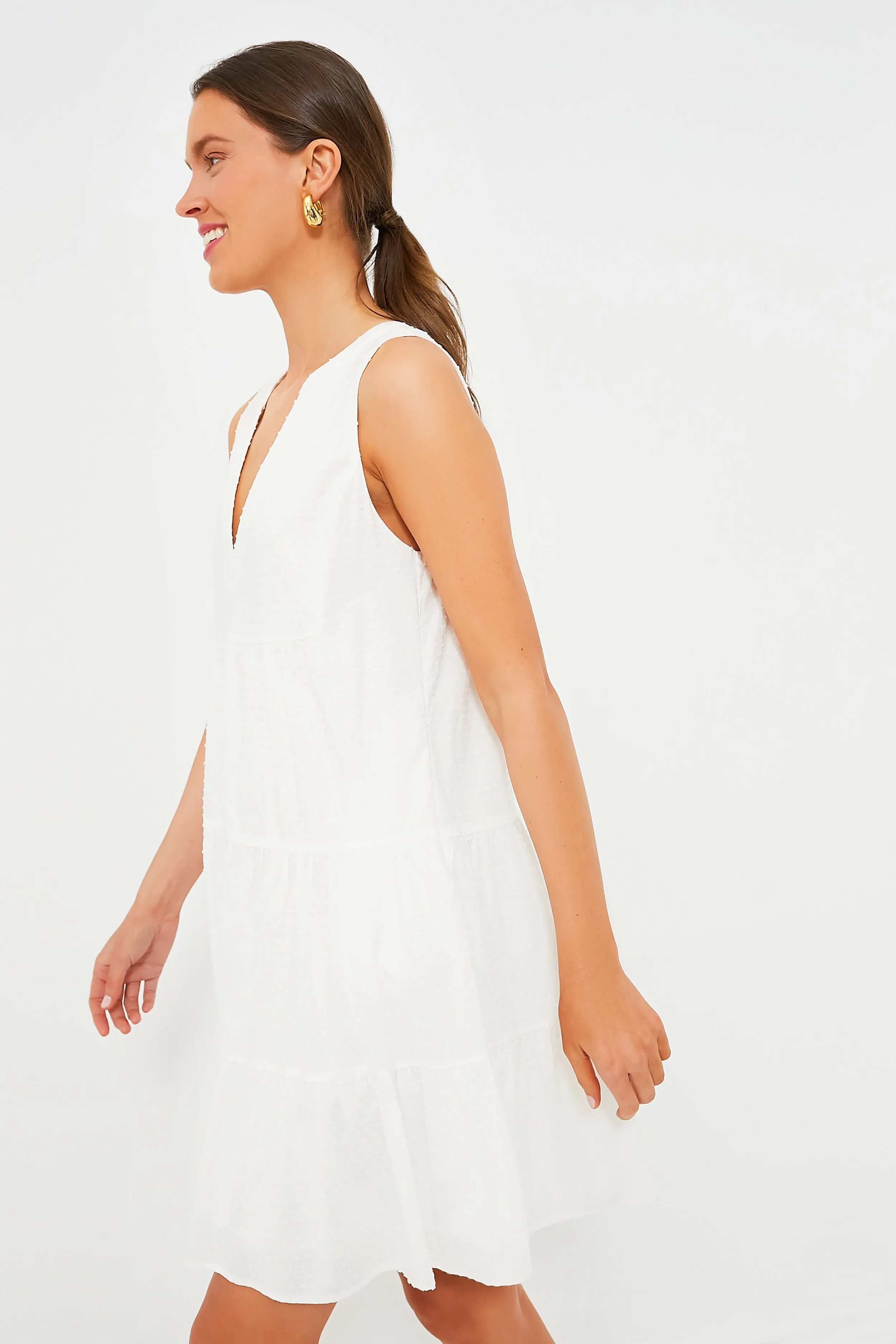 White Swiss Dot Sleeveless Kenzo Dress sold by Tuckernuck product image thumbnail 3