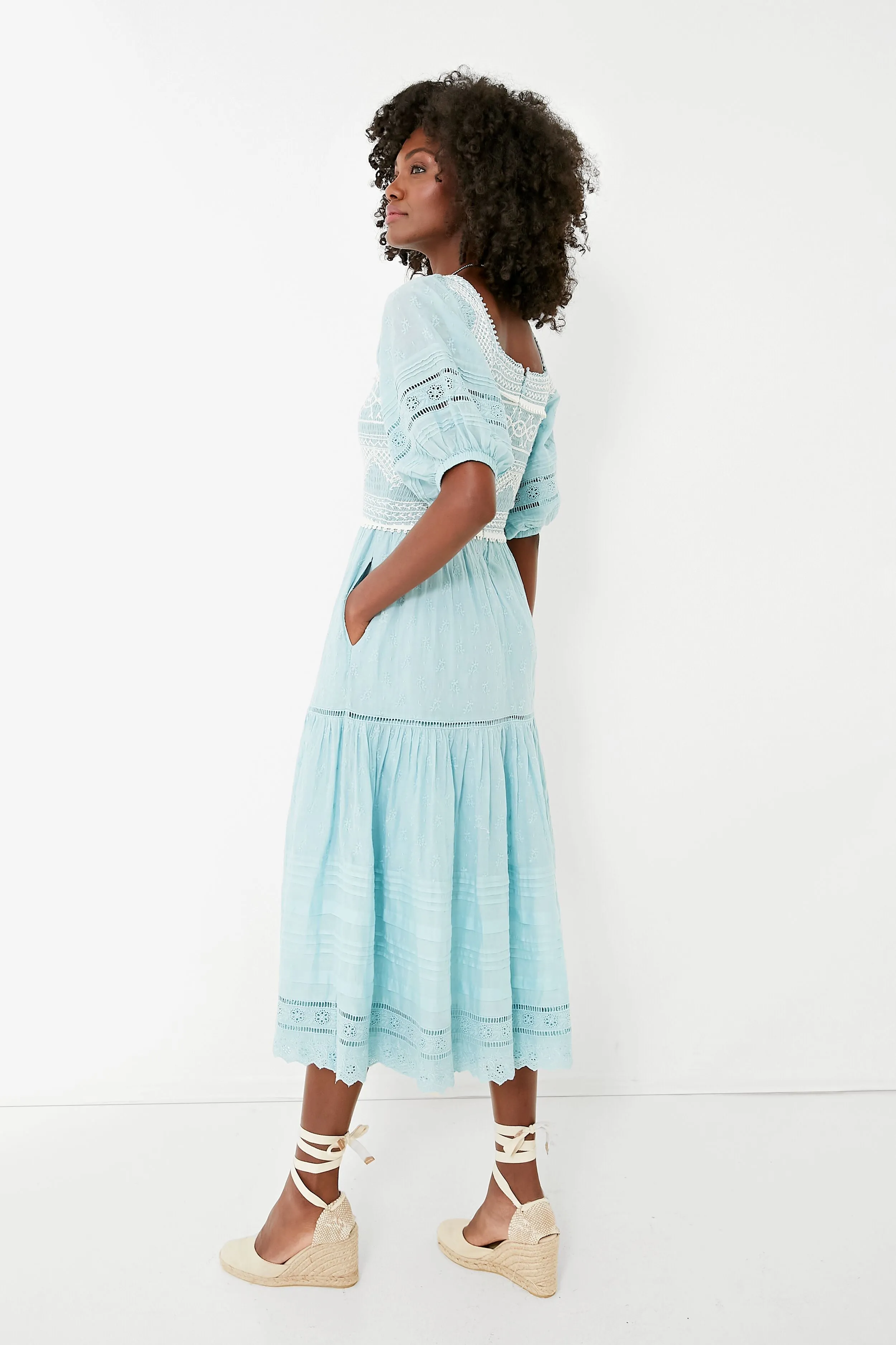 Blue Olga Hand Smocking Puff Sleeve Dress sold by Tuckernuck product image thumbnail 3