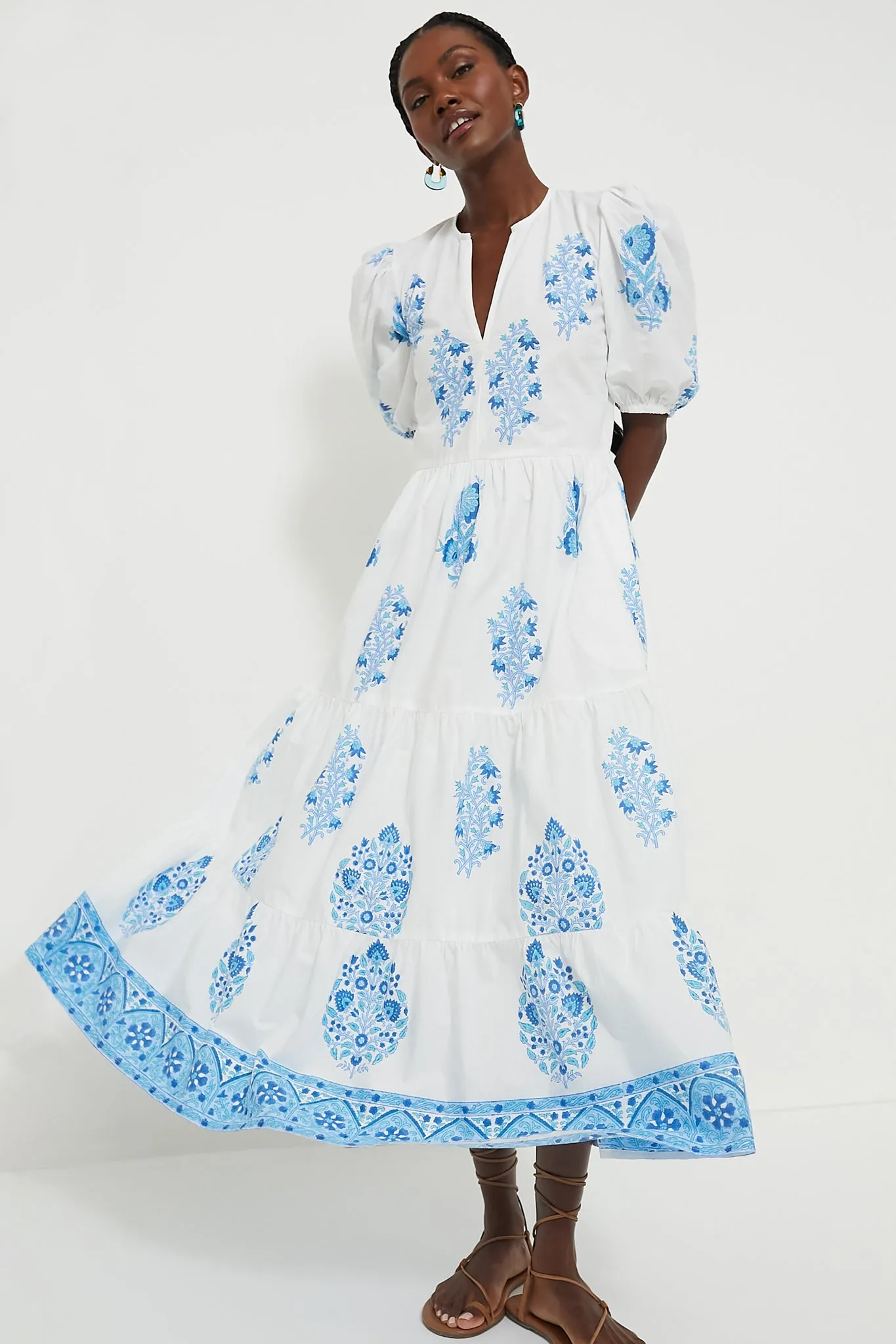 Laguna Blue Puff Sleeve Maxi Dress sold by Tuckernuck
