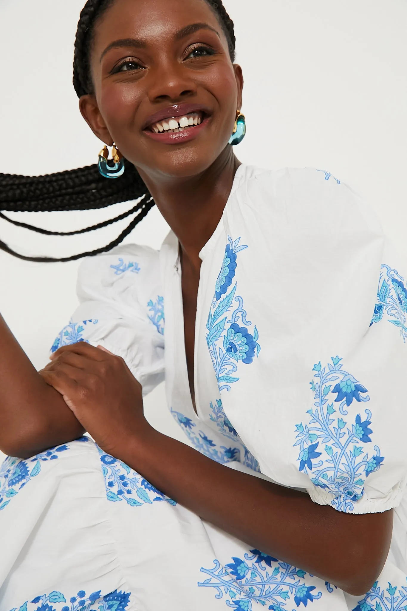 Laguna Blue Puff Sleeve Maxi Dress sold by Tuckernuck product image thumbnail 5