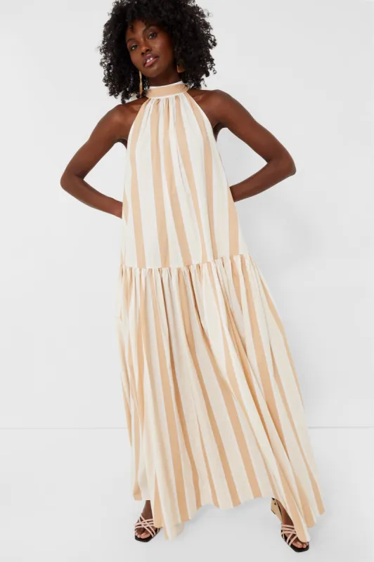 Sand Stripe Midi Marlowe Dress sold by Tuckernuck