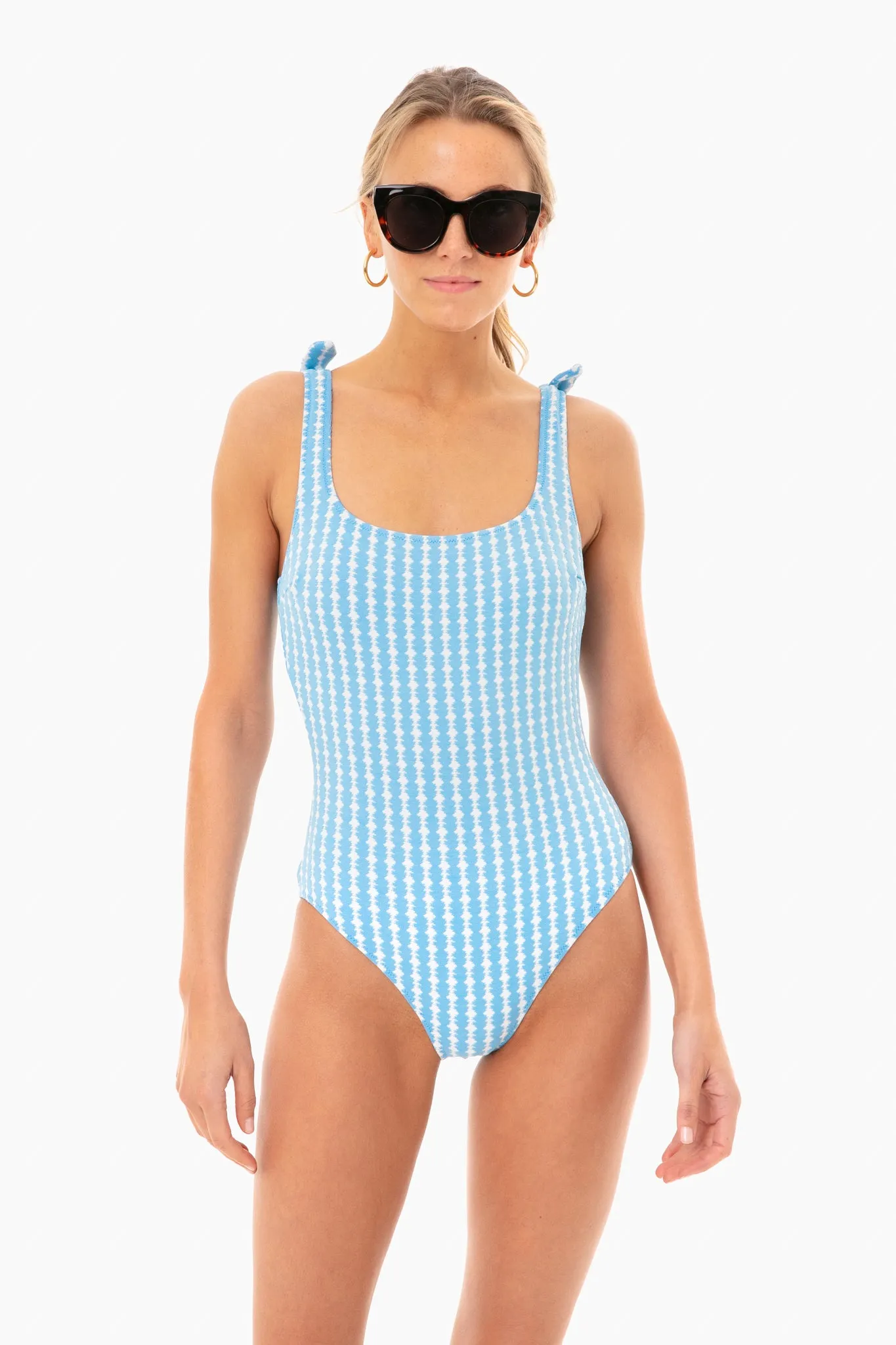 Deep Sky Blue Zala Nageur One Piece sold by Tuckernuck