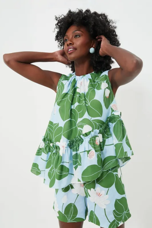 Green Waterlily Alora Linen Top sold by Tuckernuck