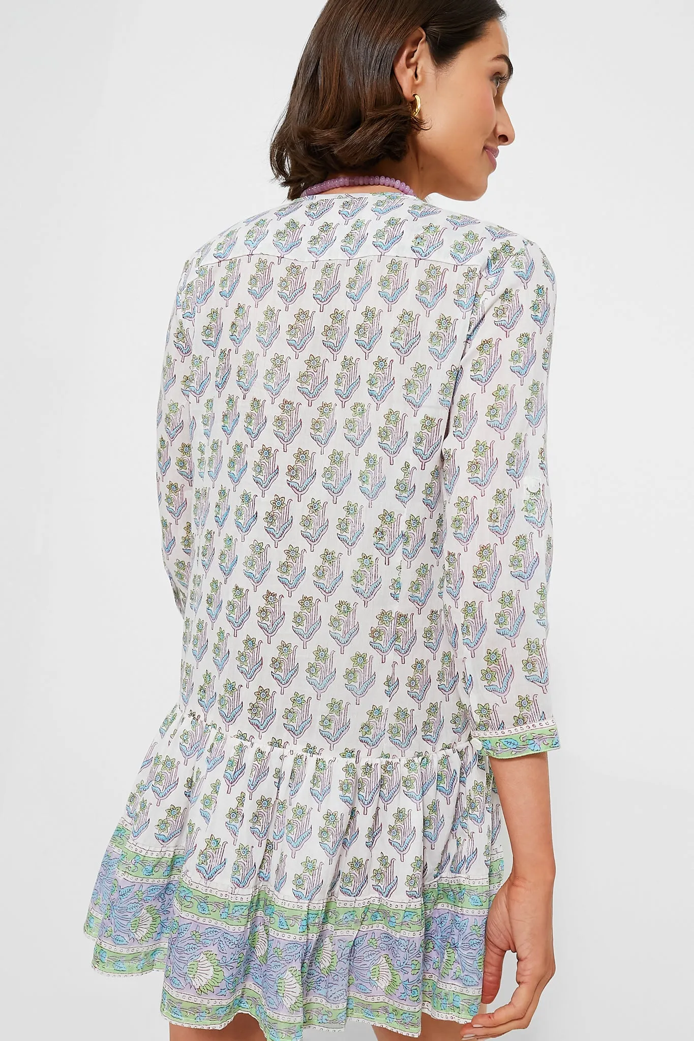 Green Turquoise Print Popover Flounce Dress sold by Tuckernuck product image thumbnail 4