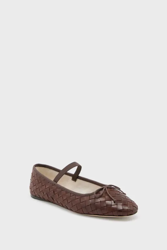 Espresso Woven Leather Leonie Flats sold by Tuckernuck