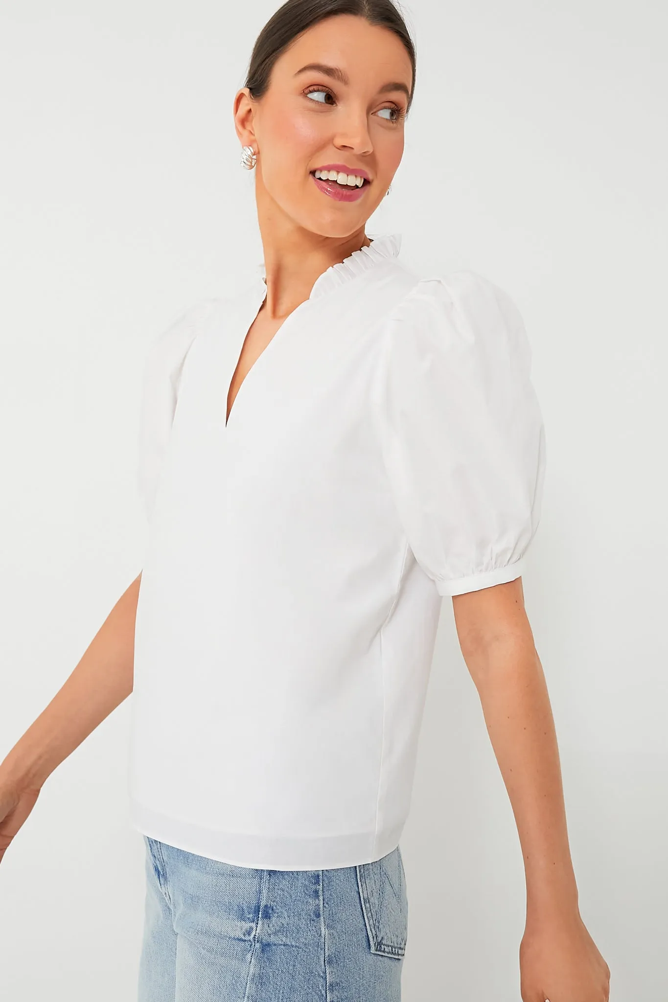 White Ruffle Leigh Blouse sold by Tuckernuck product image thumbnail 3