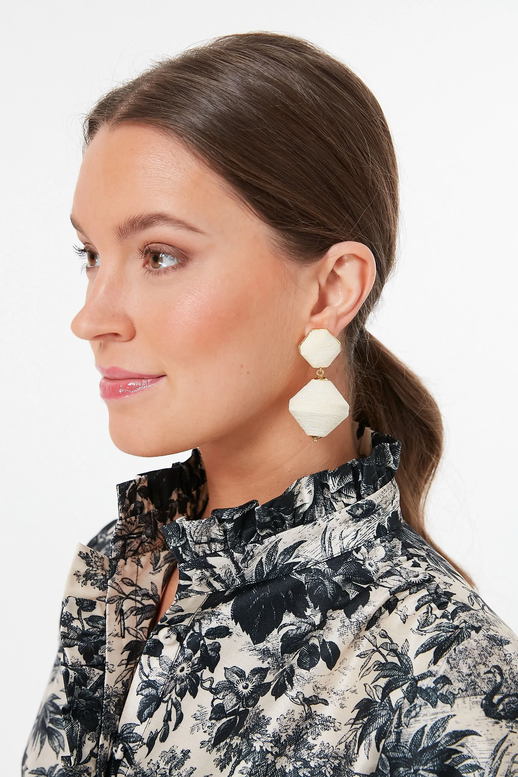 Cream Geo Lantern Earrings sold by Tuckernuck product image thumbnail 2