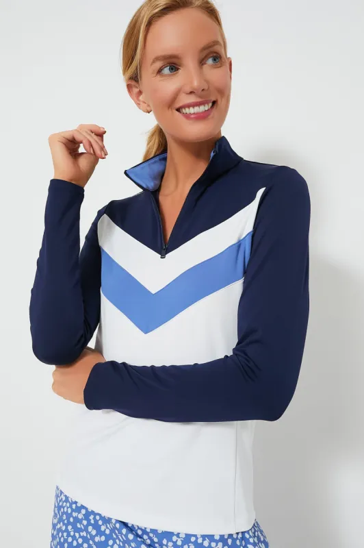 White Multi Long Sleeve Power Stretch Quarter Zip Pullover sold by Tuckernuck