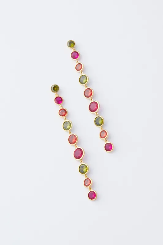 Ruby and Green Crystal Avery Drop Earrings sold by Tuckernuck