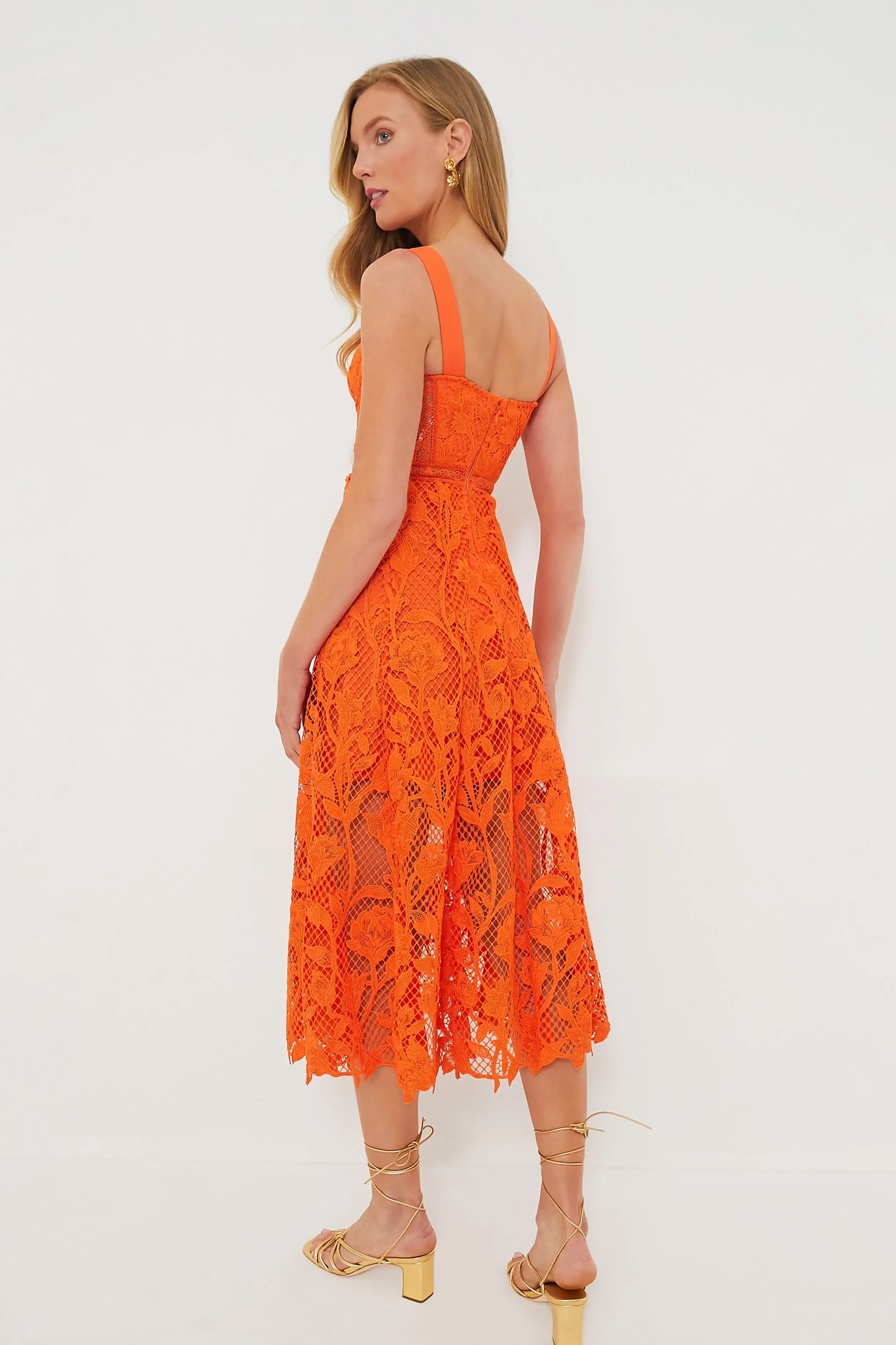 Orange Lace Midi Dress sold by Tuckernuck product image thumbnail 4
