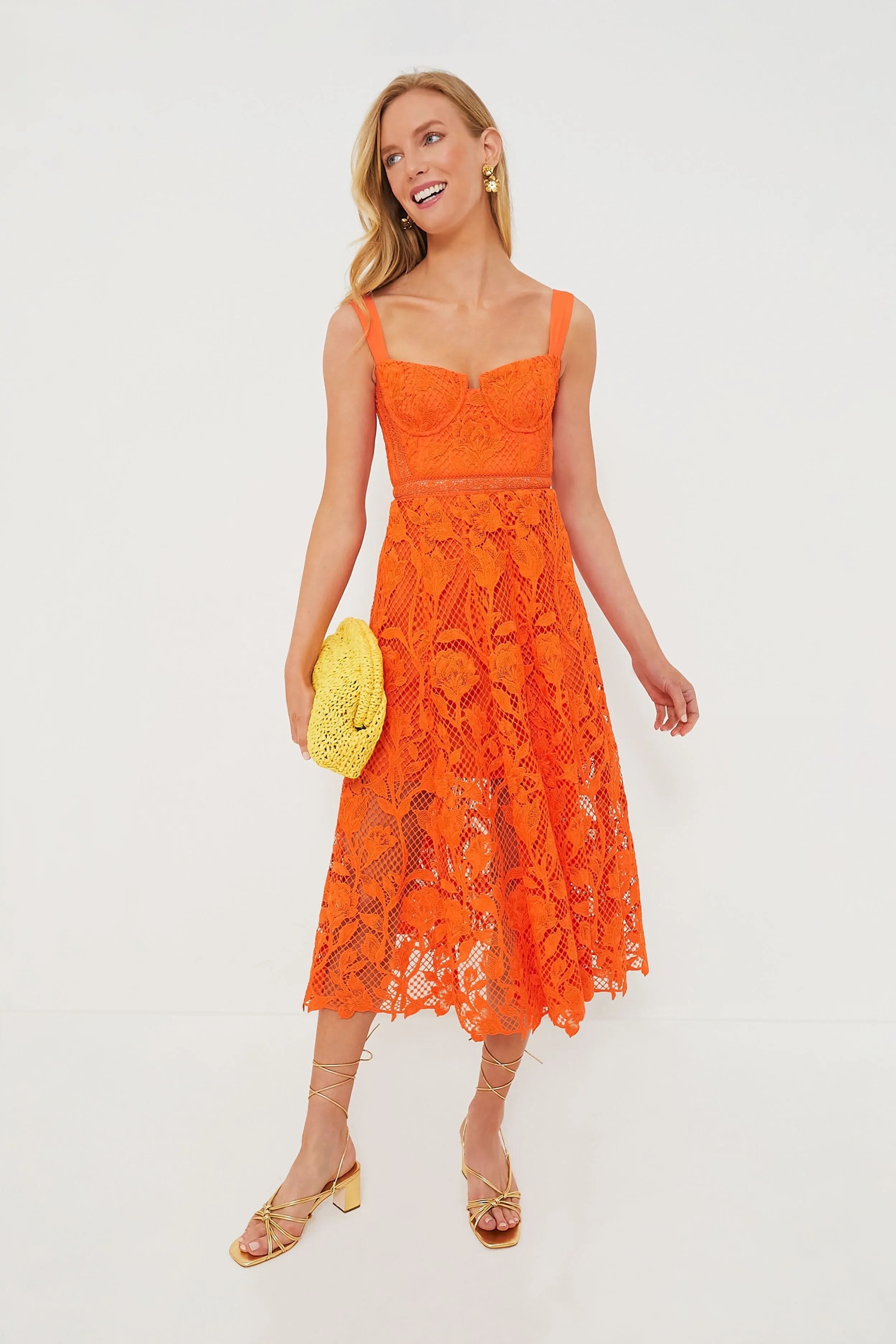 Orange Lace Midi Dress sold by Tuckernuck product image thumbnail 2