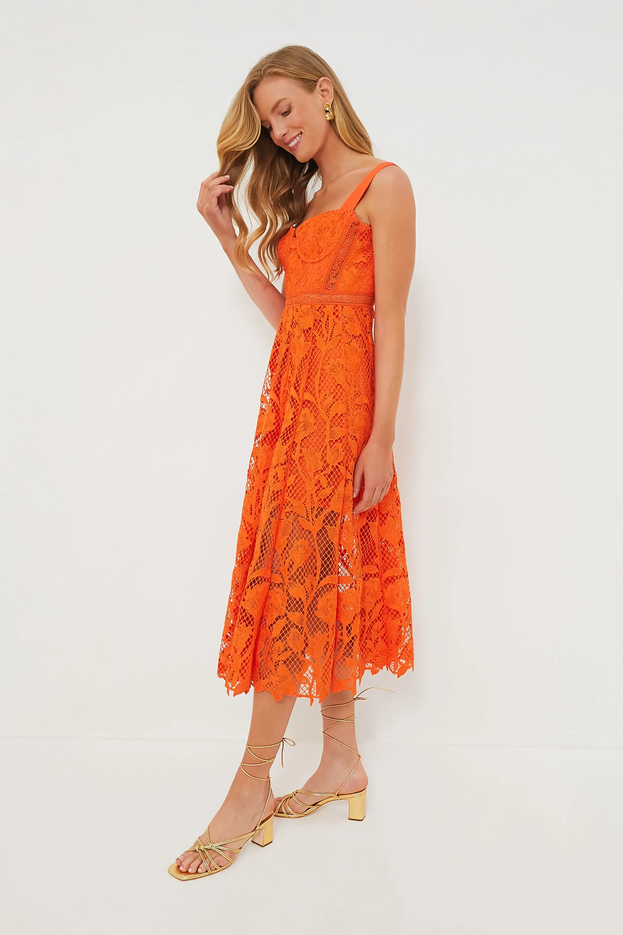 Orange Lace Midi Dress sold by Tuckernuck product image thumbnail 3