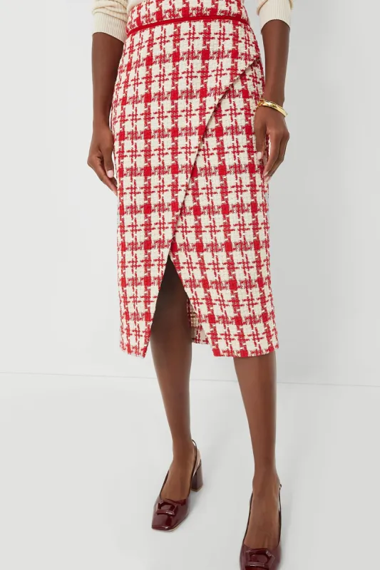 Red Tweed Marjorie Midi Skirt sold by Tuckernuck