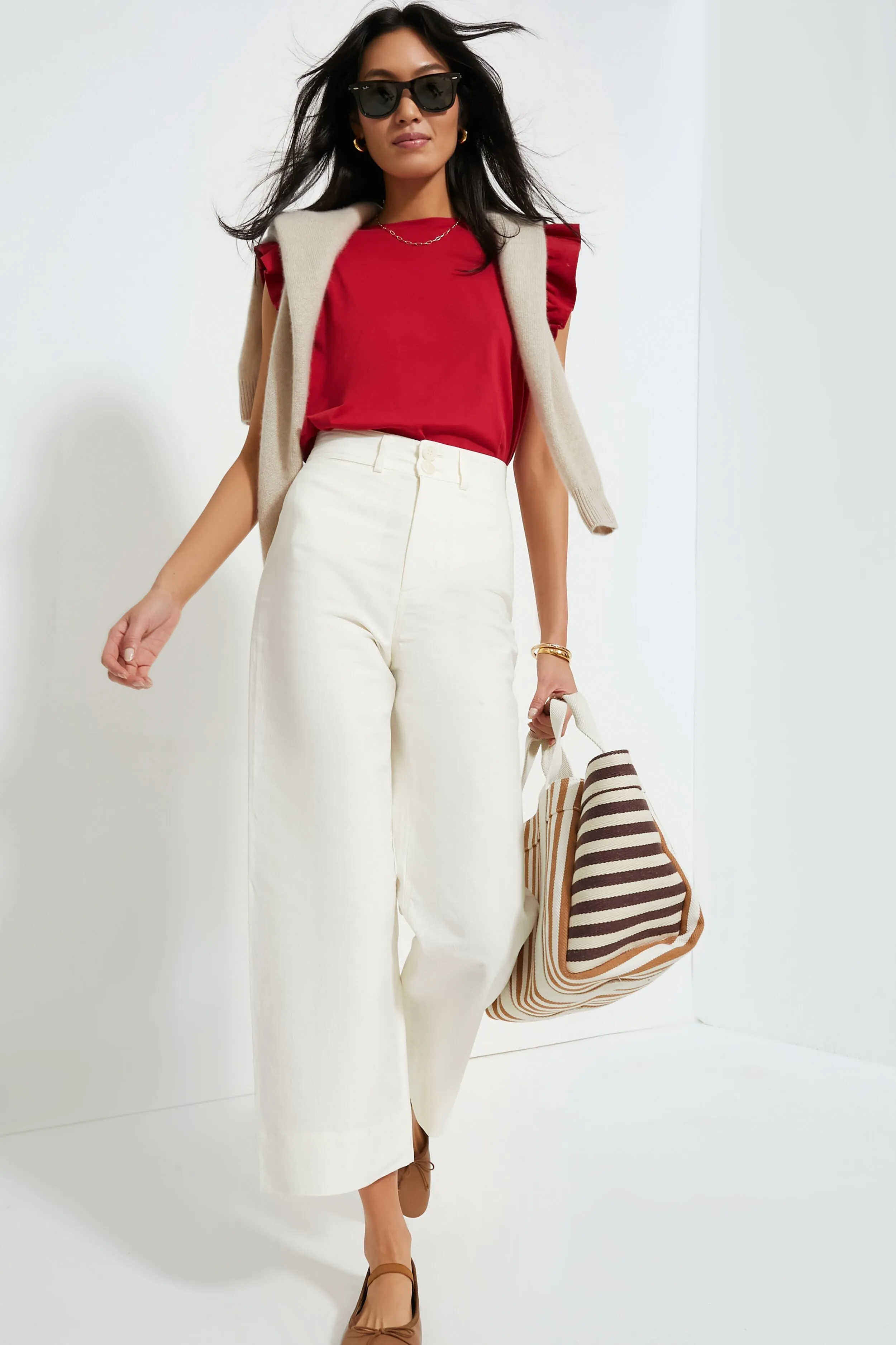 Red Kaia Flutter Sleeve Tee sold by Tuckernuck product image thumbnail 5