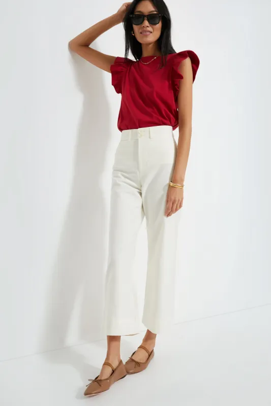 Red Kaia Flutter Sleeve Tee sold by Tuckernuck