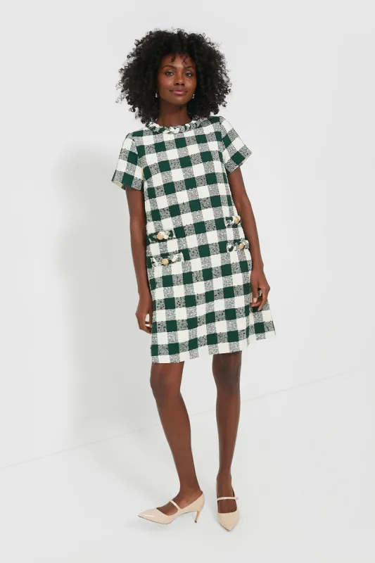 Moss Green Gingham Tweed Jackie Dress sold by Tuckernuck