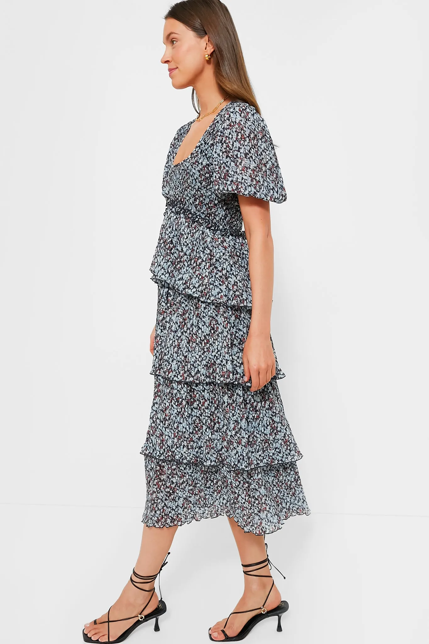 Phantom Pleated Georgette Layer Smock Midi Dress sold by Tuckernuck product image thumbnail 3