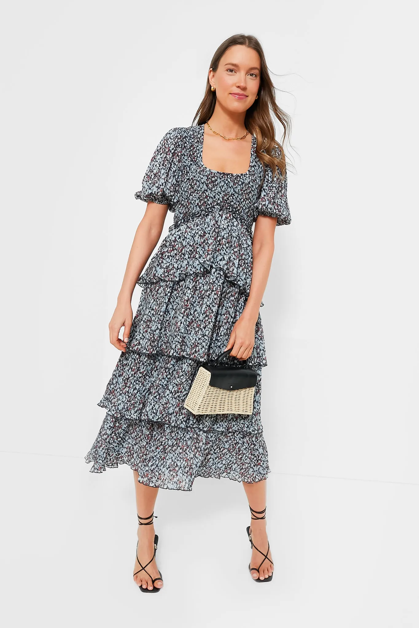 Phantom Pleated Georgette Layer Smock Midi Dress sold by Tuckernuck product image thumbnail 2
