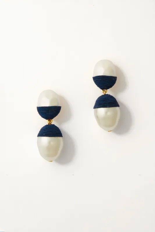 Navy and Pearl Nelle Earrings sold by Tuckernuck