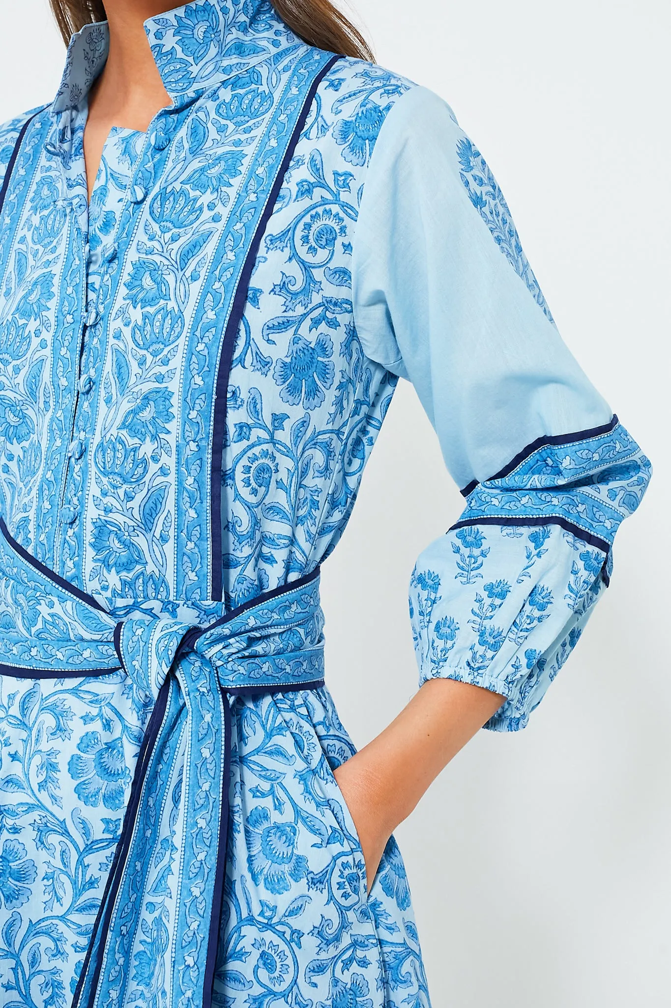 Exclusive Aqua Blue Multi Midi Flounce Victorian Frieze Dress sold by Tuckernuck product image thumbnail 5