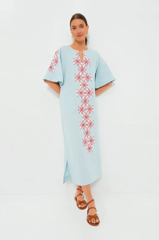 Light Blue Gambit Print Charming Caftan Maxi Dress sold by Tuckernuck