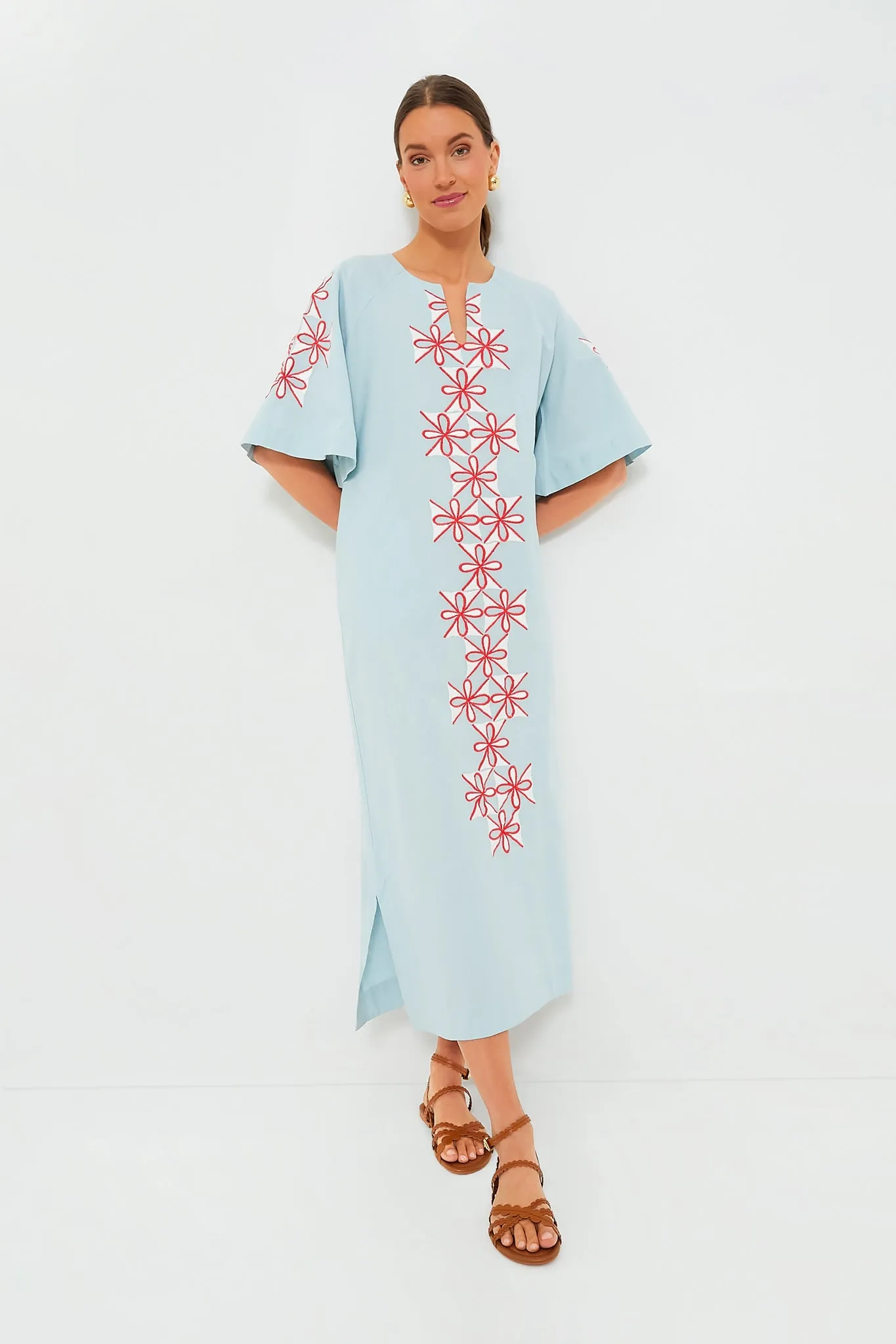 Light Blue Gambit Print Charming Caftan Maxi Dress sold by Tuckernuck