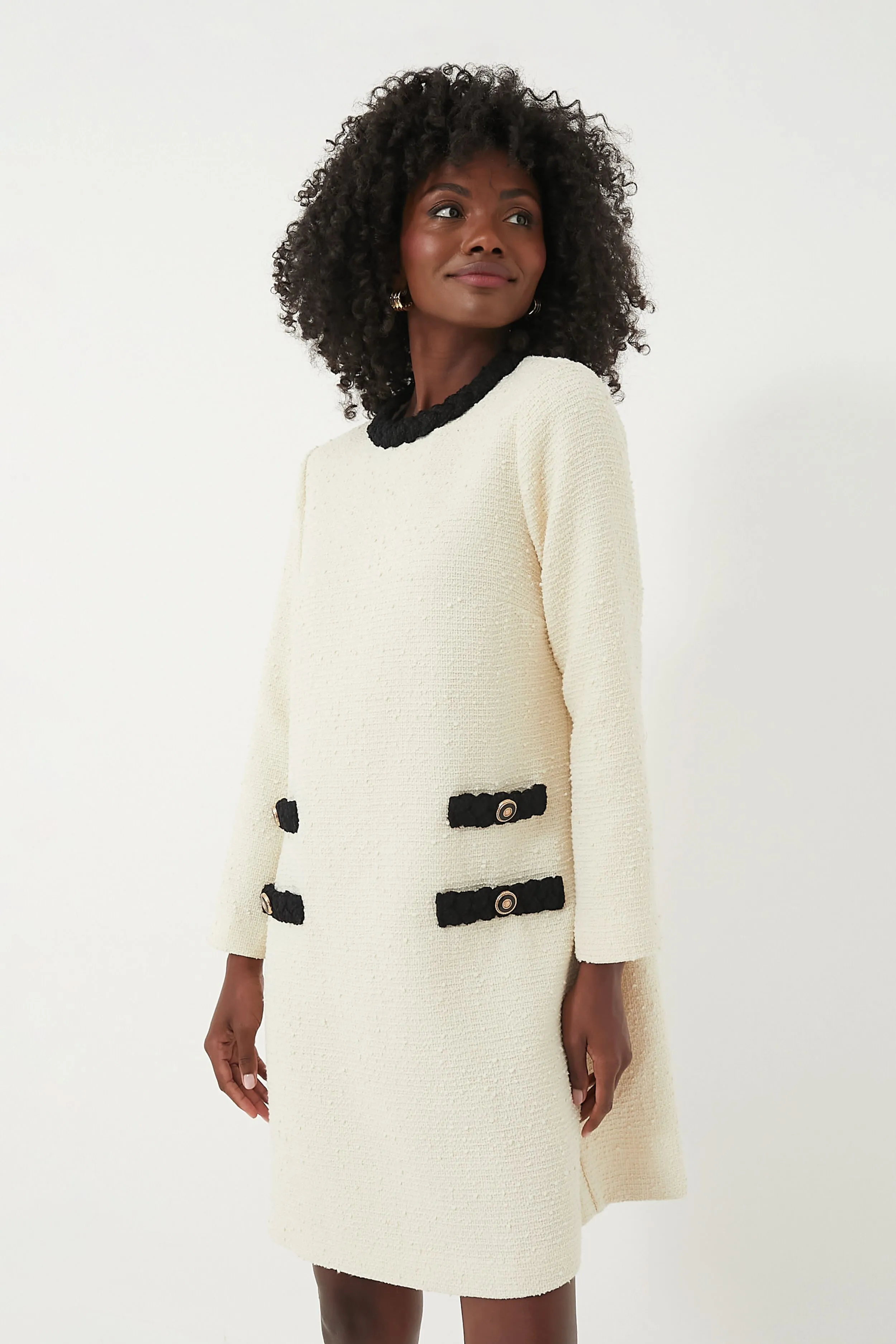 Cream Tweed Long Sleeve Jackie Dress sold by Tuckernuck product image thumbnail 2