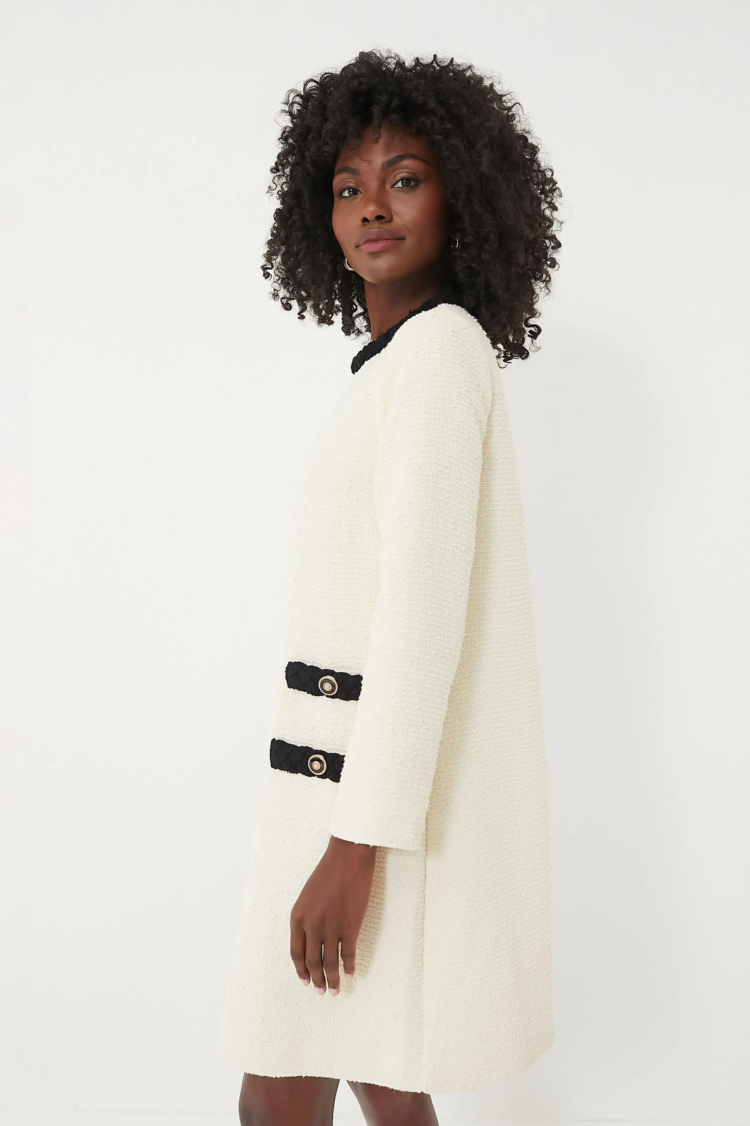 Cream Tweed Long Sleeve Jackie Dress sold by Tuckernuck product image thumbnail 3