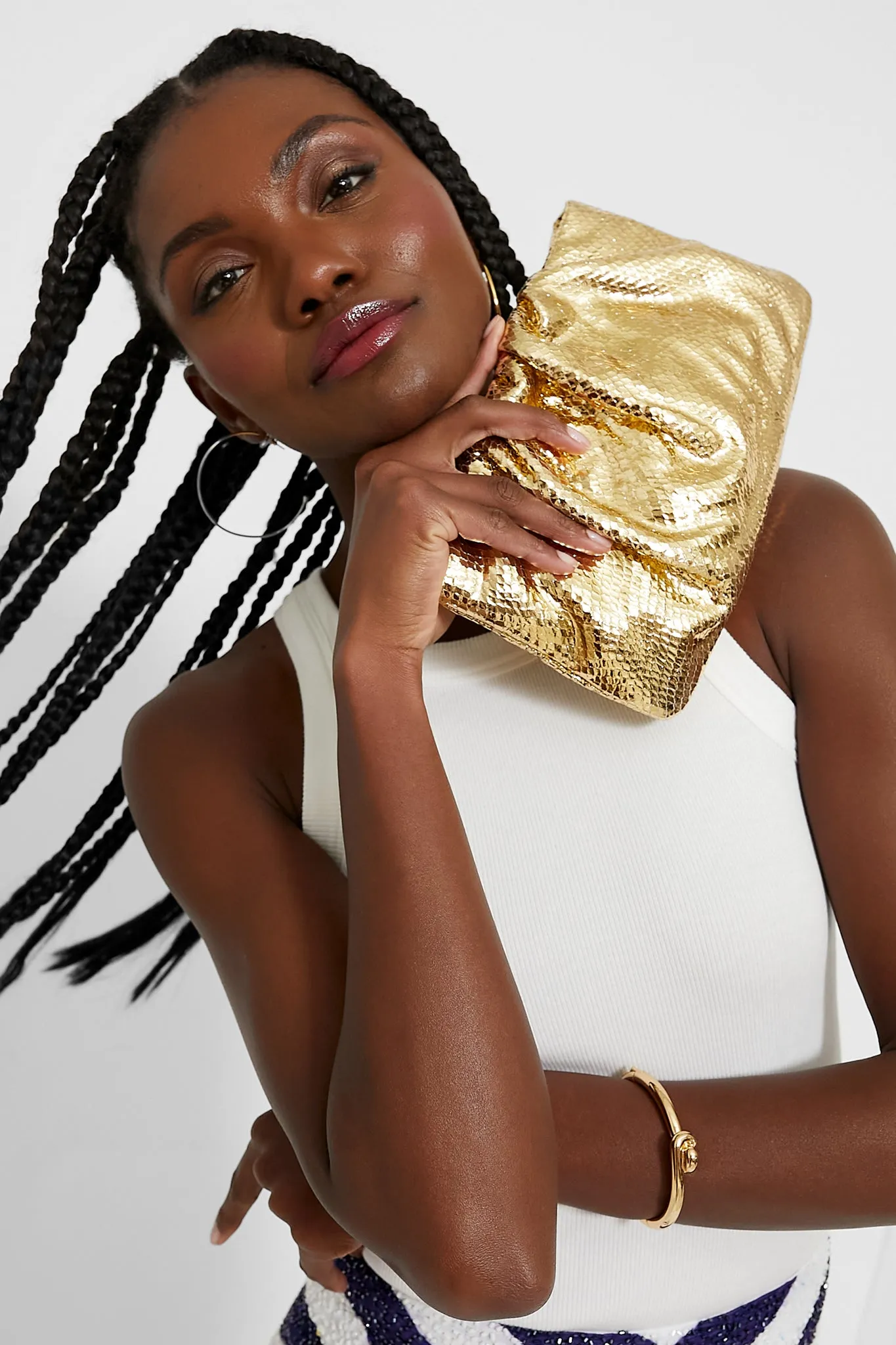 Light Gold Embossed Snake Serena Clutch sold by Tuckernuck product image thumbnail 3