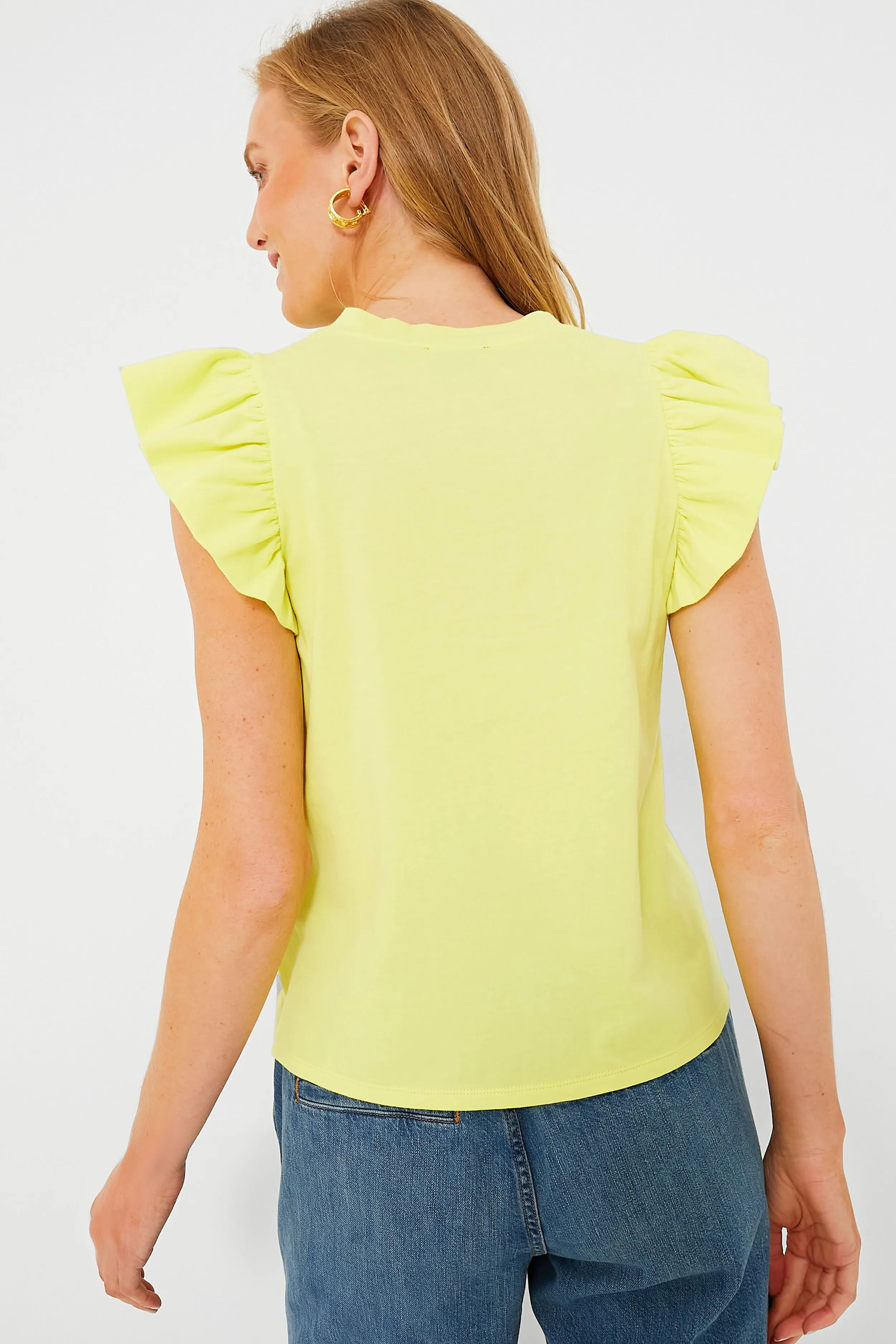 Yellow Kaia Flutter Sleeve Tee sold by Tuckernuck product image thumbnail 4