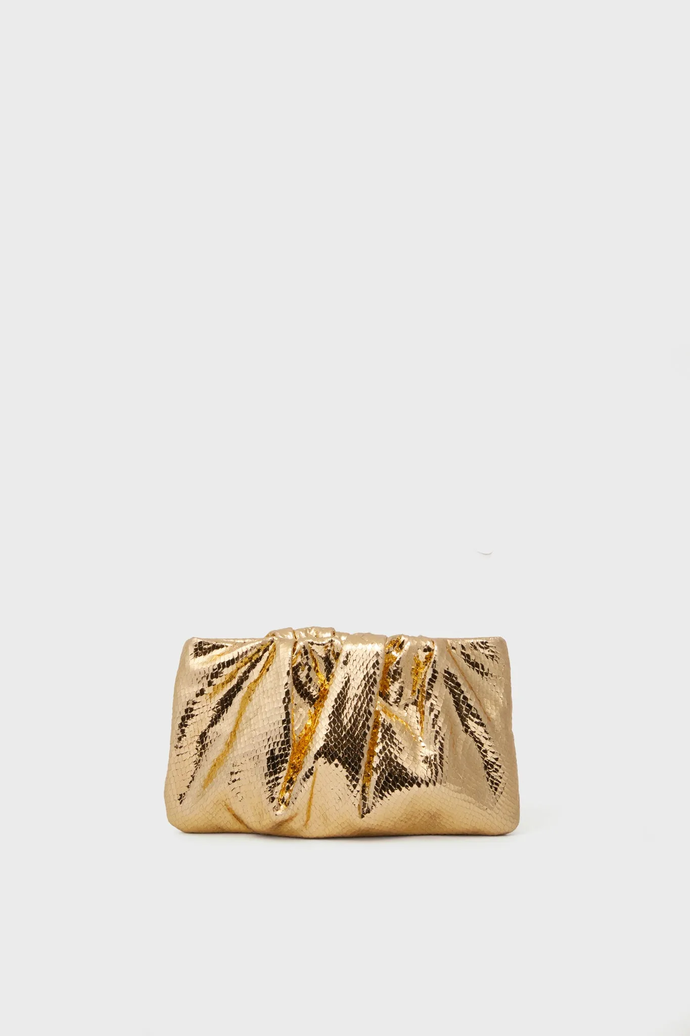 Light Gold Embossed Snake Serena Clutch sold by Tuckernuck