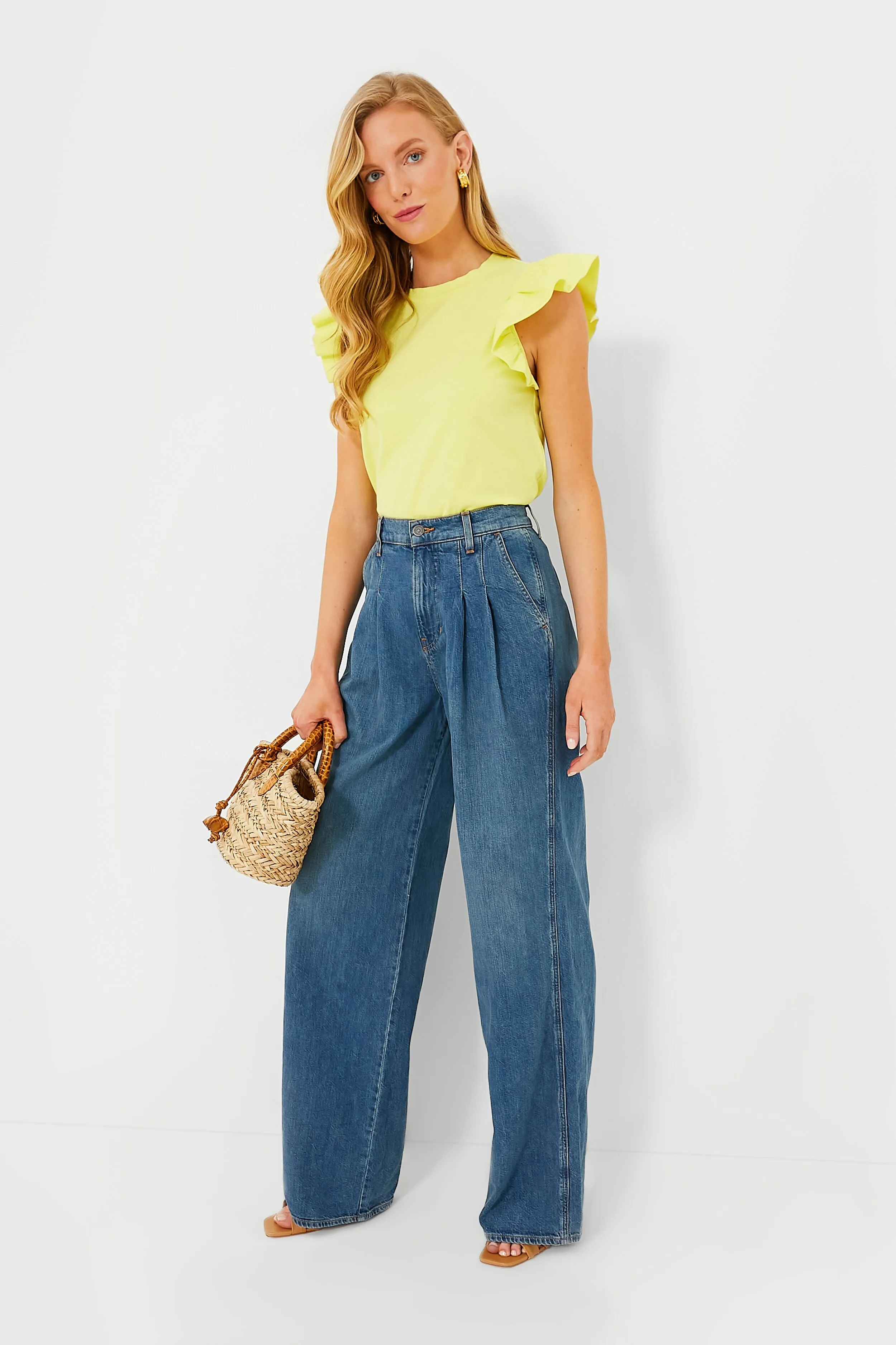 Yellow Kaia Flutter Sleeve Tee sold by Tuckernuck product image thumbnail 2