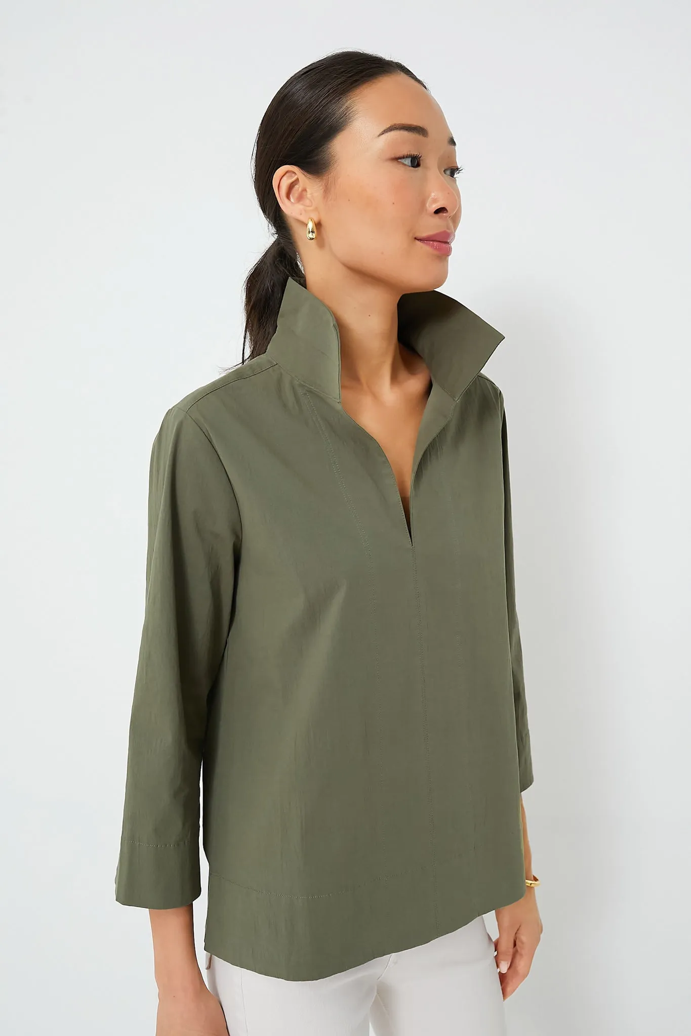 Olive Green Margot Stand Collar Blouse sold by Tuckernuck product image thumbnail 3