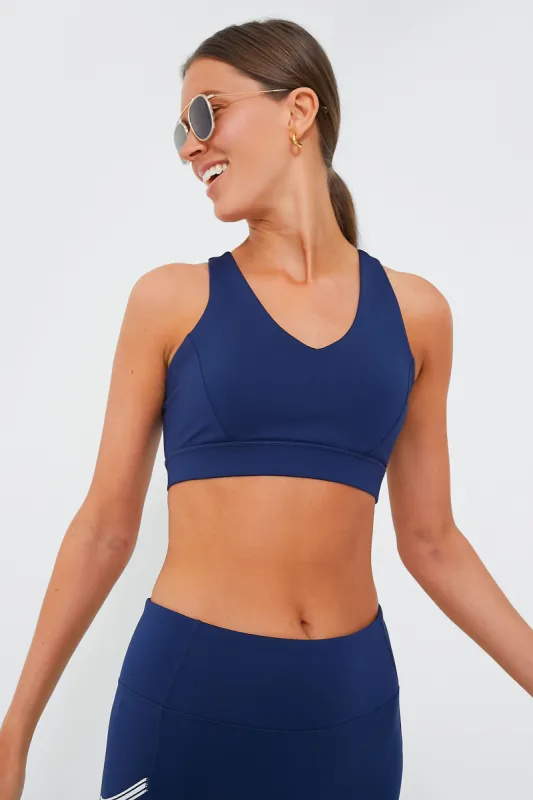 Navy Collagen Celeste Sports Bra sold by Tuckernuck