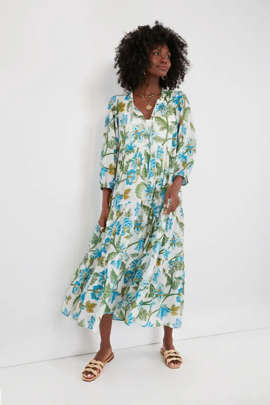 Sea Glass Chintz Long Sleeve Salty Paloma Caftan sold by Tuckernuck