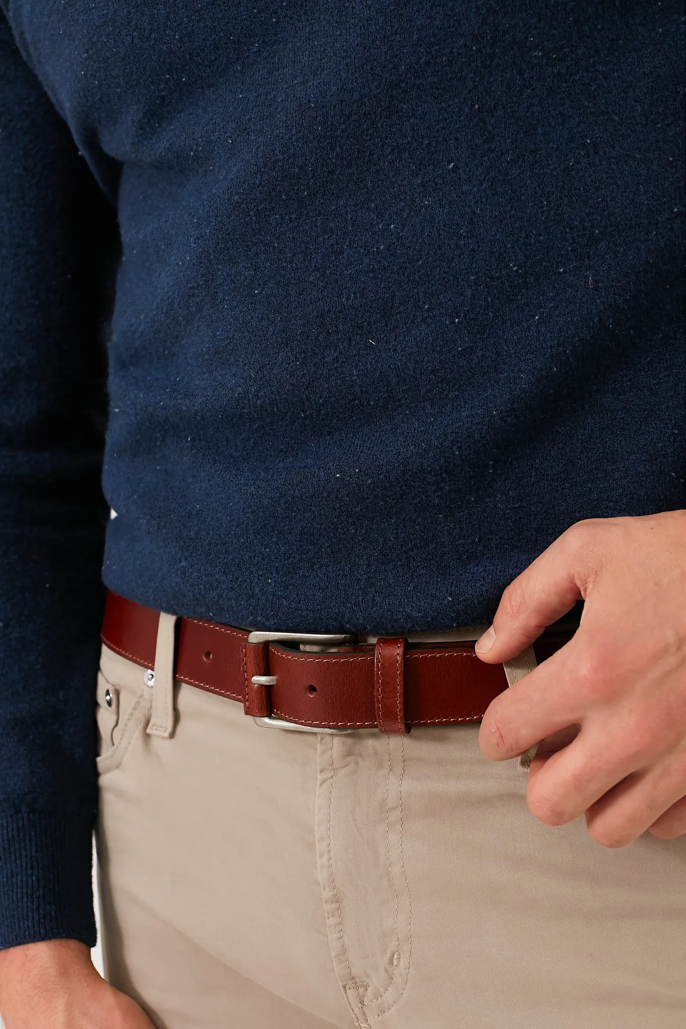 Tan Wyatt 34mm Genuine Leather Casual Jean Belt sold by Tuckernuck product image thumbnail 3