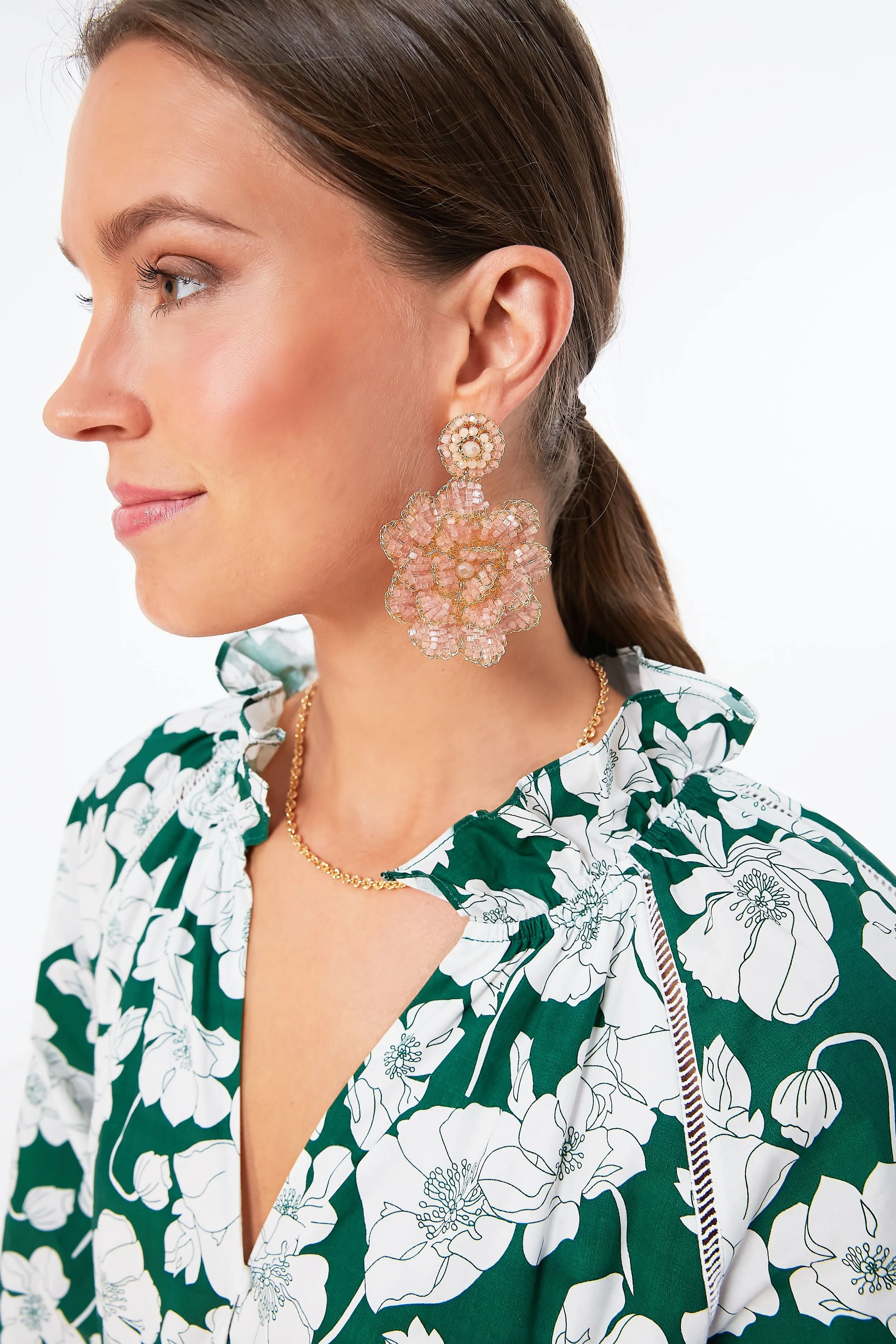 Pink Crochet Blossom Earrings sold by Tuckernuck product image thumbnail 2