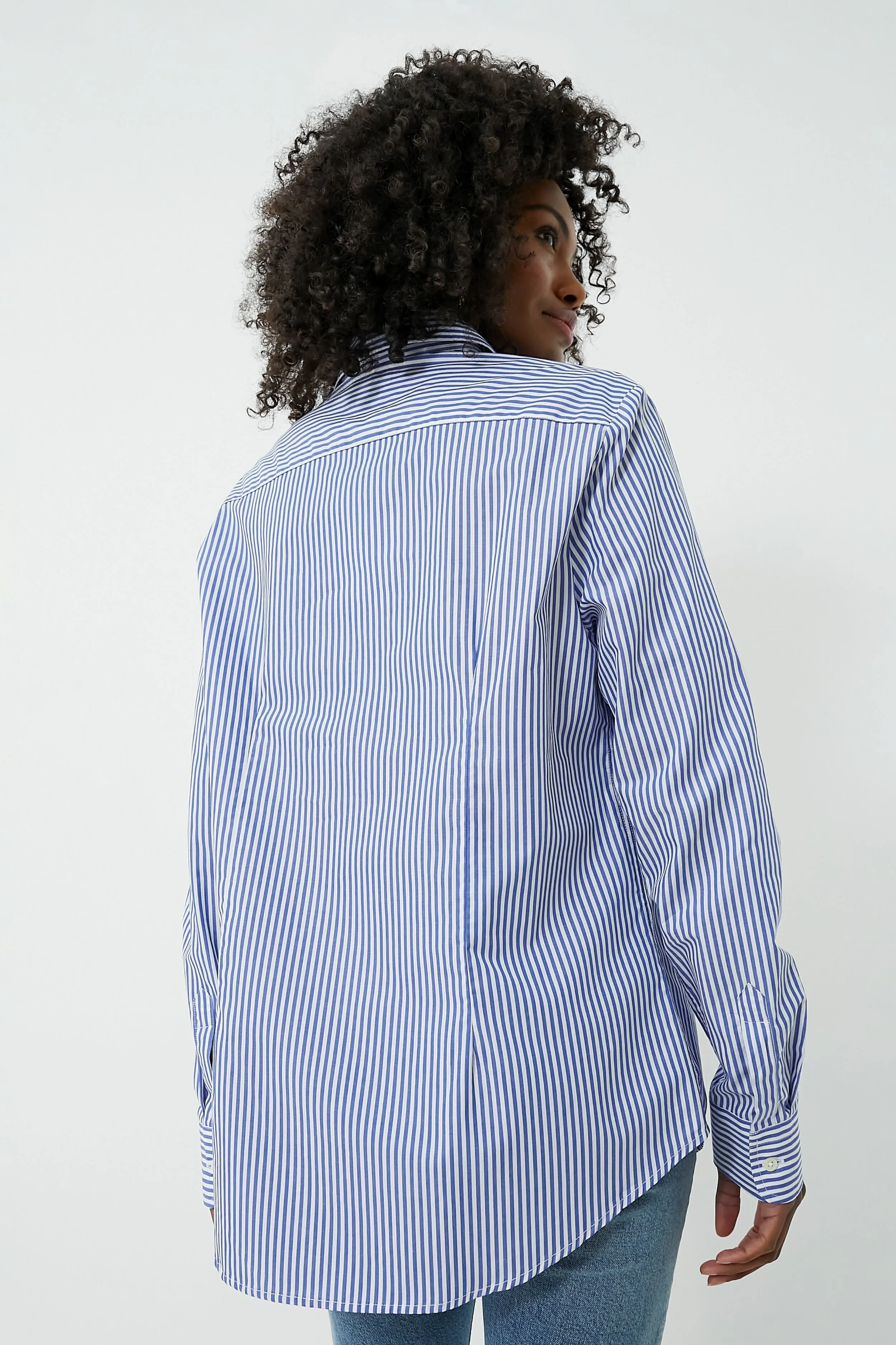 Blue and White Stripe Boyfriend Shirt sold by Tuckernuck product image thumbnail 4