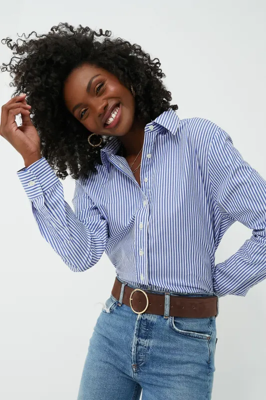 Blue and White Stripe Boyfriend Shirt sold by Tuckernuck