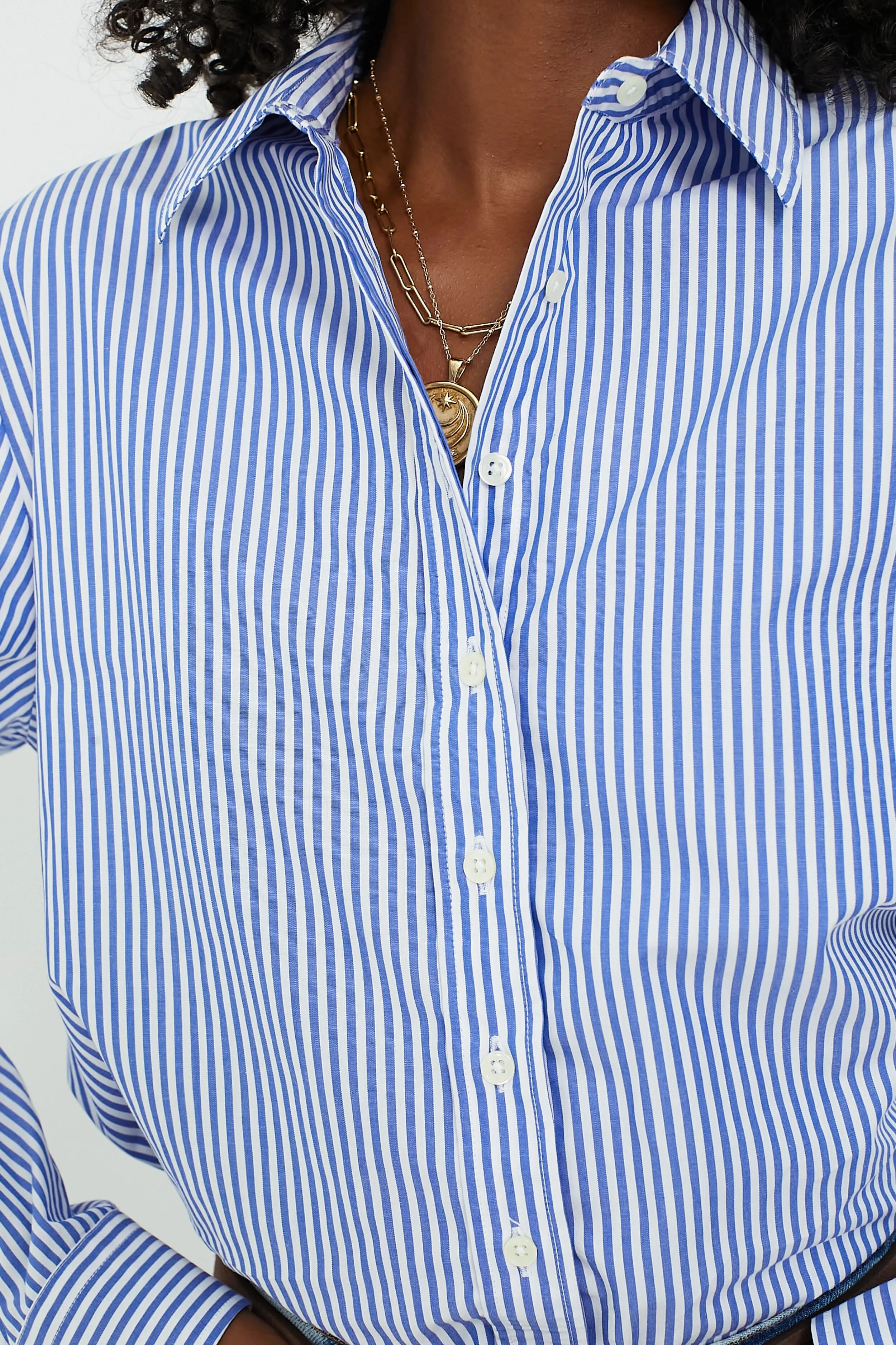 Blue and White Stripe Boyfriend Shirt sold by Tuckernuck product image thumbnail 5