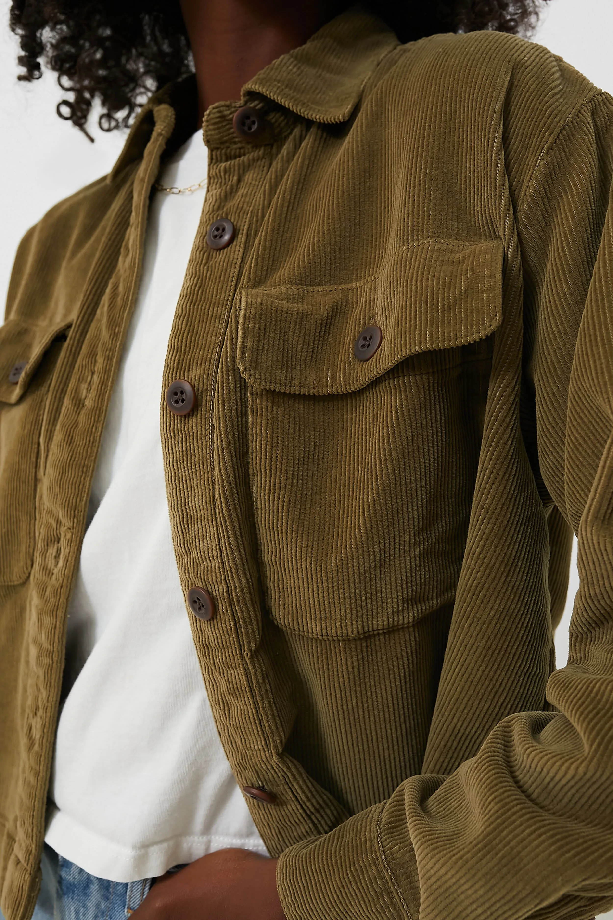 Military Olive Stretch Cord Overshirt sold by Tuckernuck product image thumbnail 5