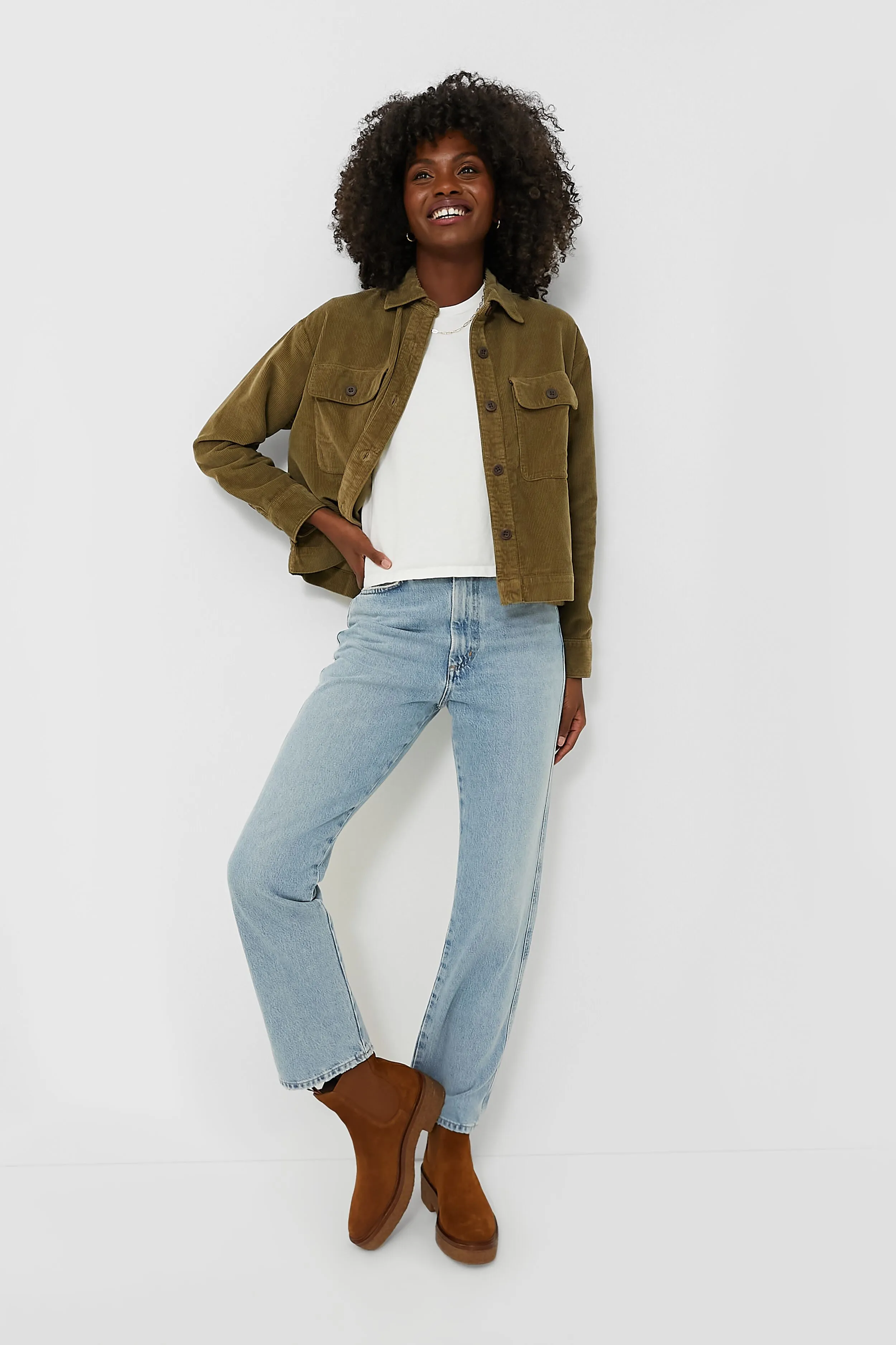 Military Olive Stretch Cord Overshirt sold by Tuckernuck product image thumbnail 2