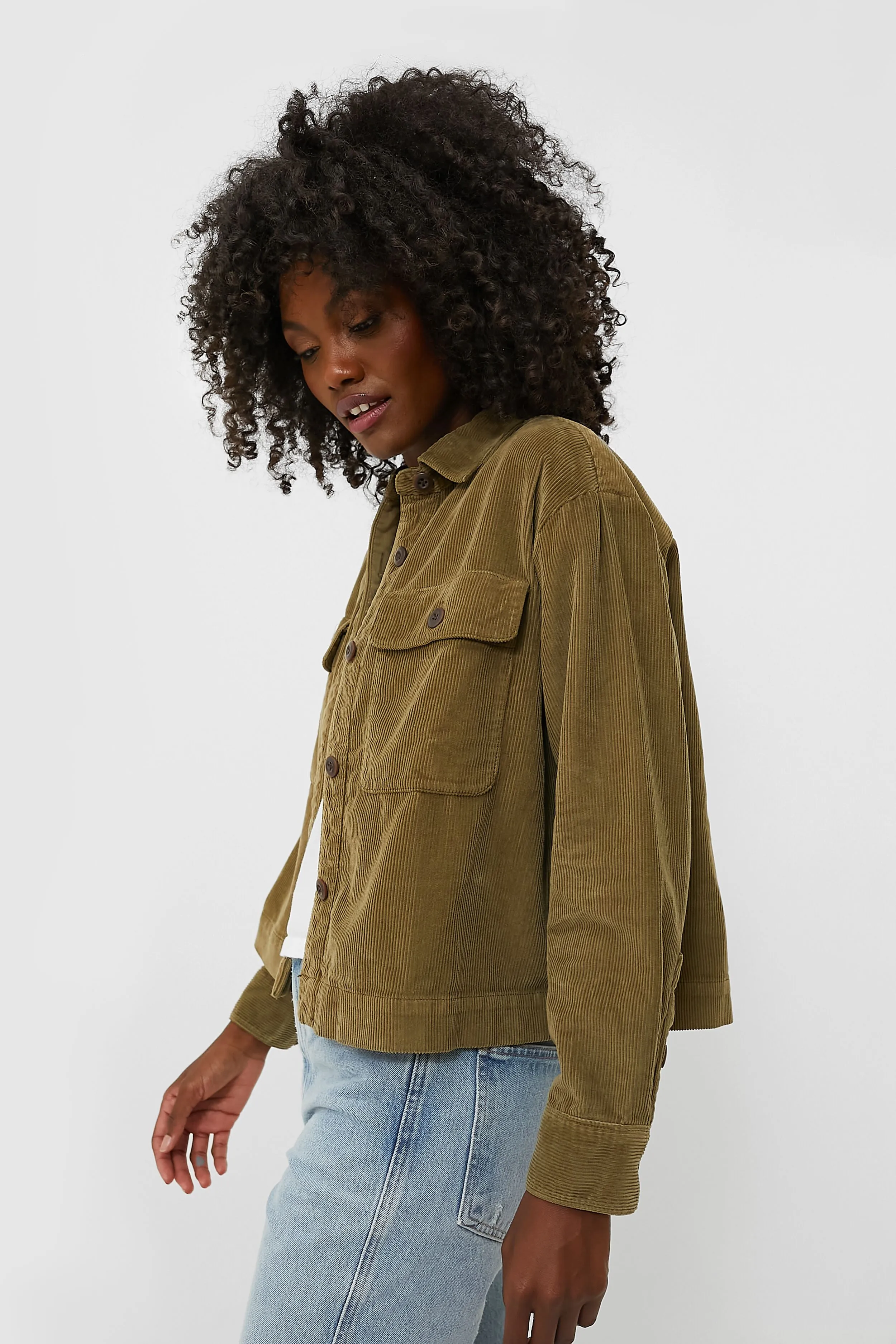 Military Olive Stretch Cord Overshirt sold by Tuckernuck product image thumbnail 3