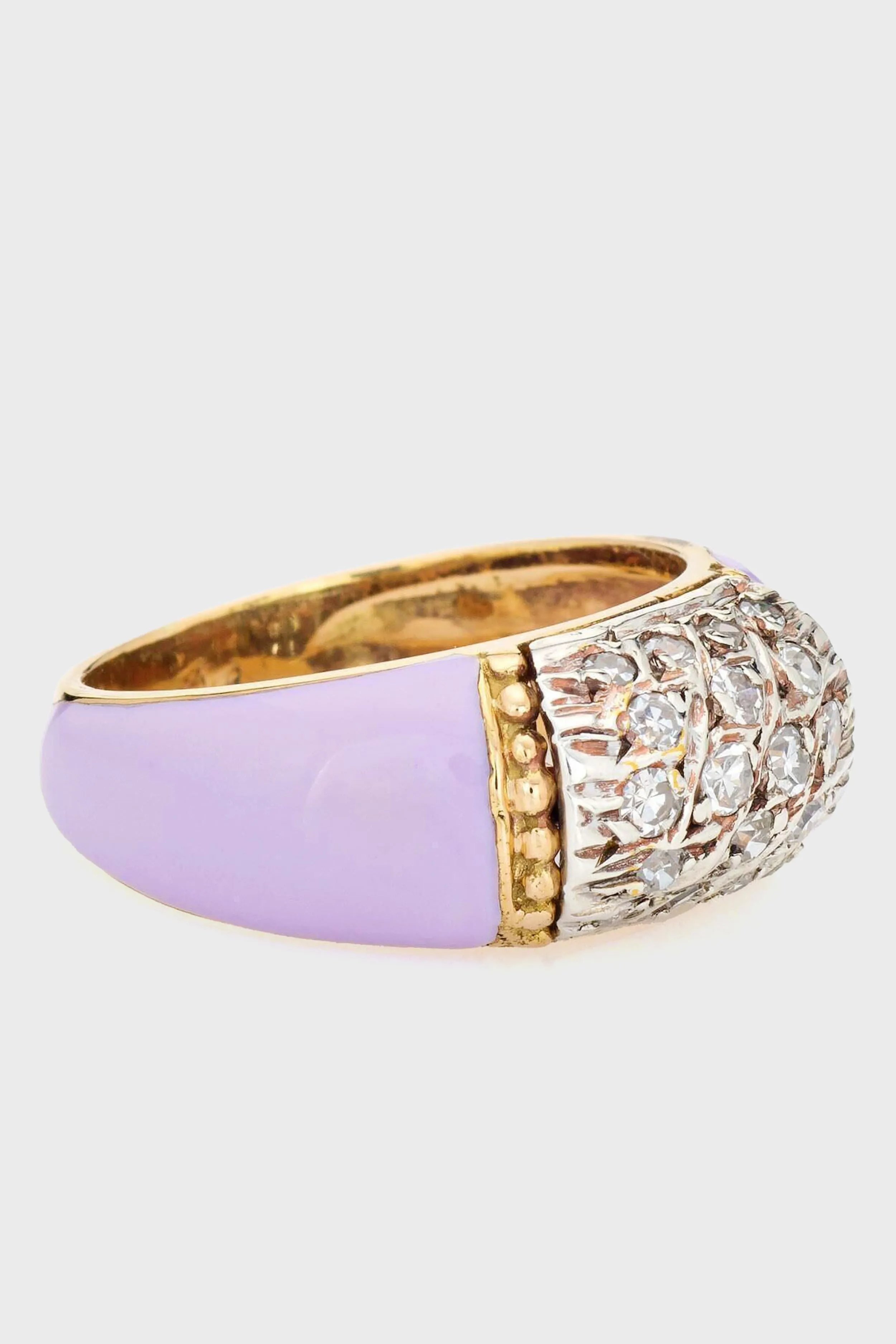 Lilac Enamel Diamond Ring Vintage 18k Yellow Gold Band Sz 5.5 Estate Jewellery sold by Tuckernuck product image thumbnail 3