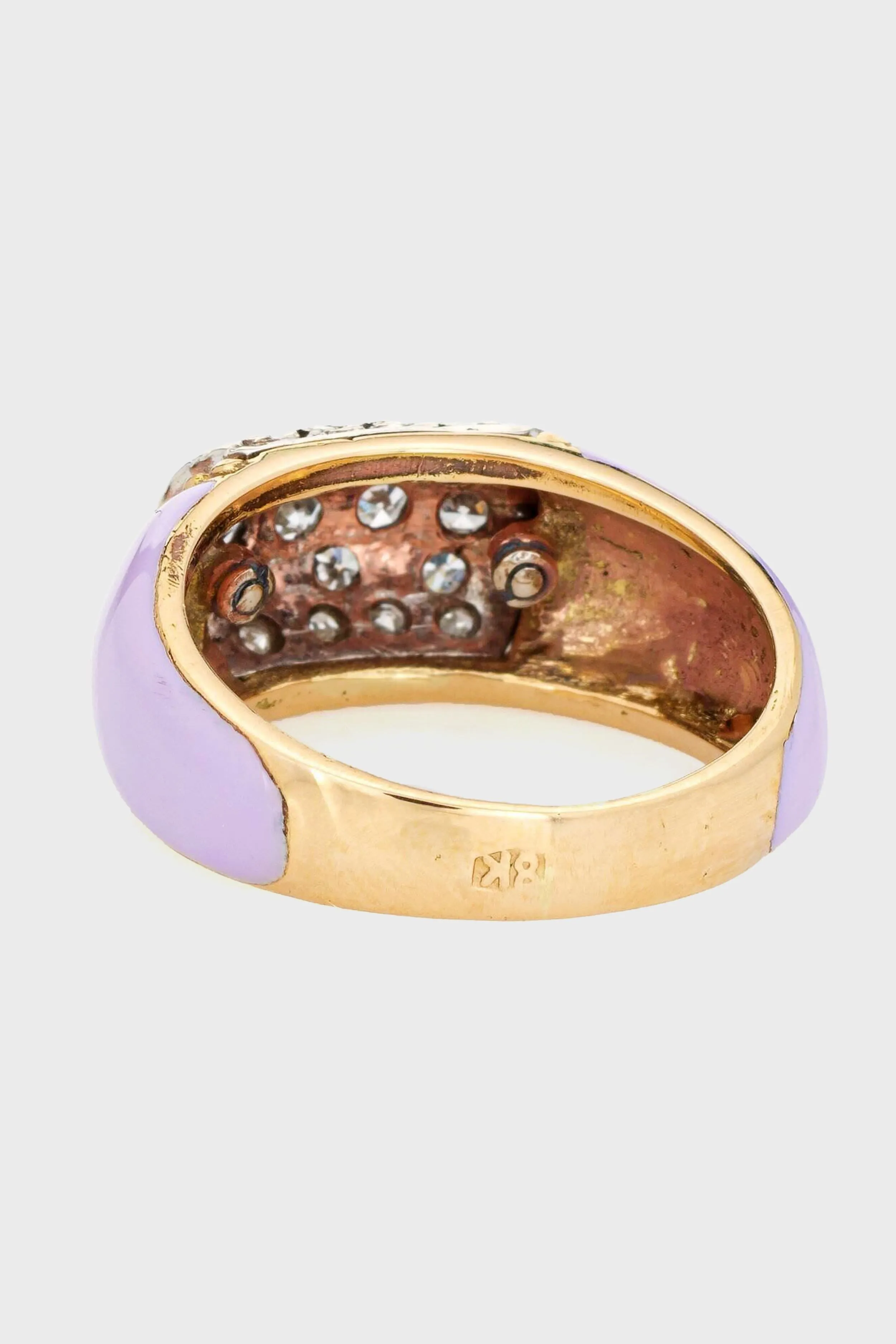 Lilac Enamel Diamond Ring Vintage 18k Yellow Gold Band Sz 5.5 Estate Jewellery sold by Tuckernuck product image thumbnail 4