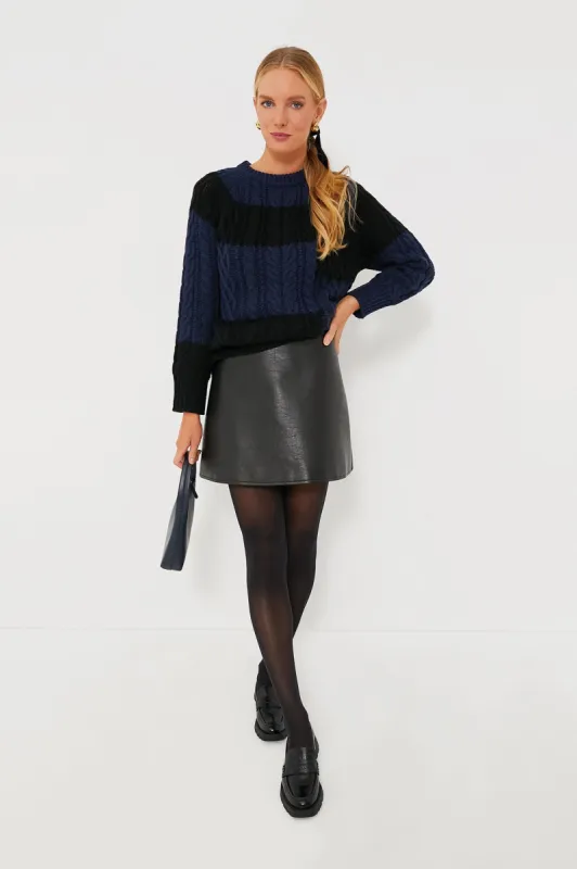 Navy and Black Color Block Cable Sweater sold by Tuckernuck
