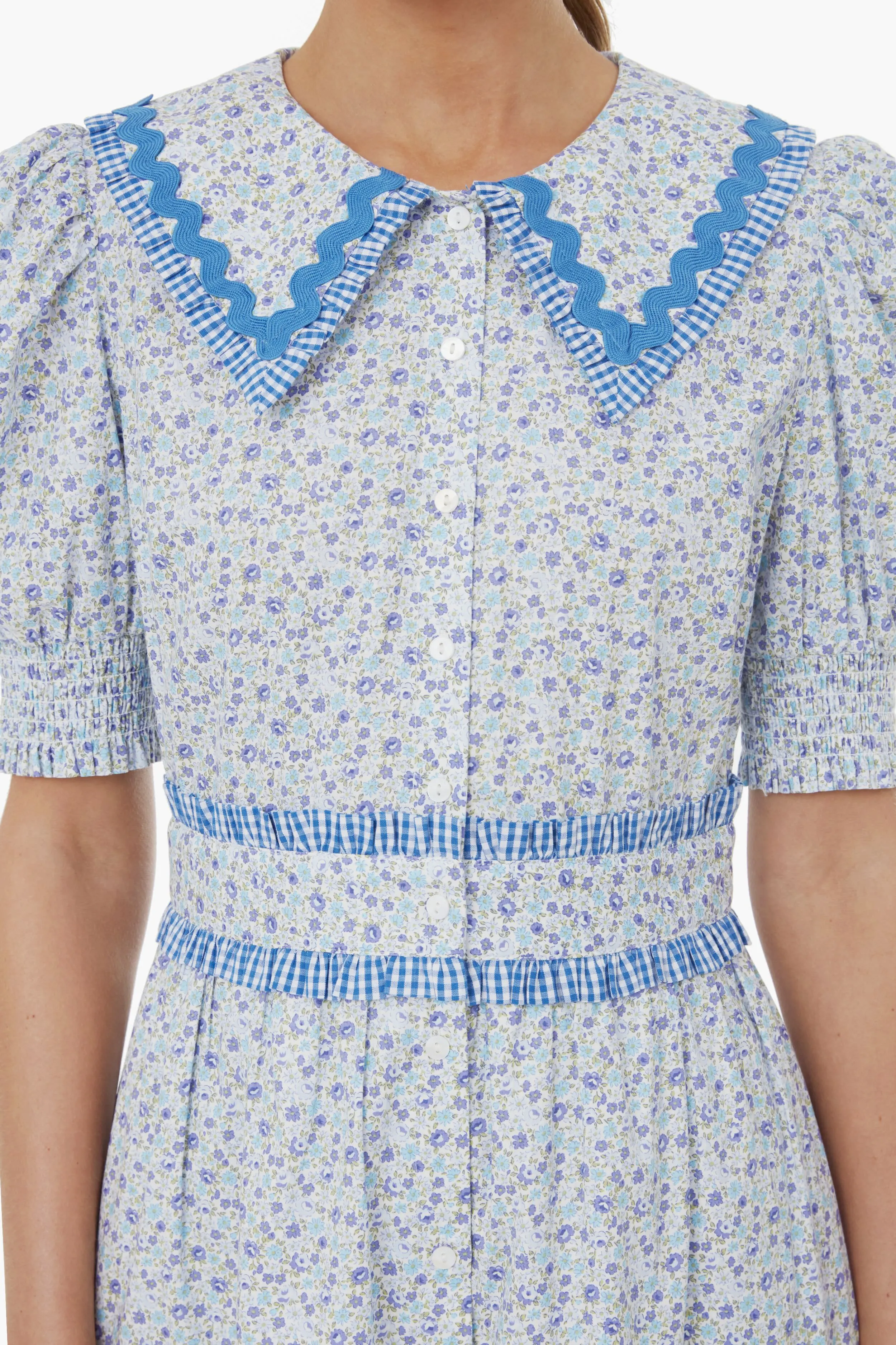 Blue Floral Ric Rac Linger Dress sold by Tuckernuck product image thumbnail 5