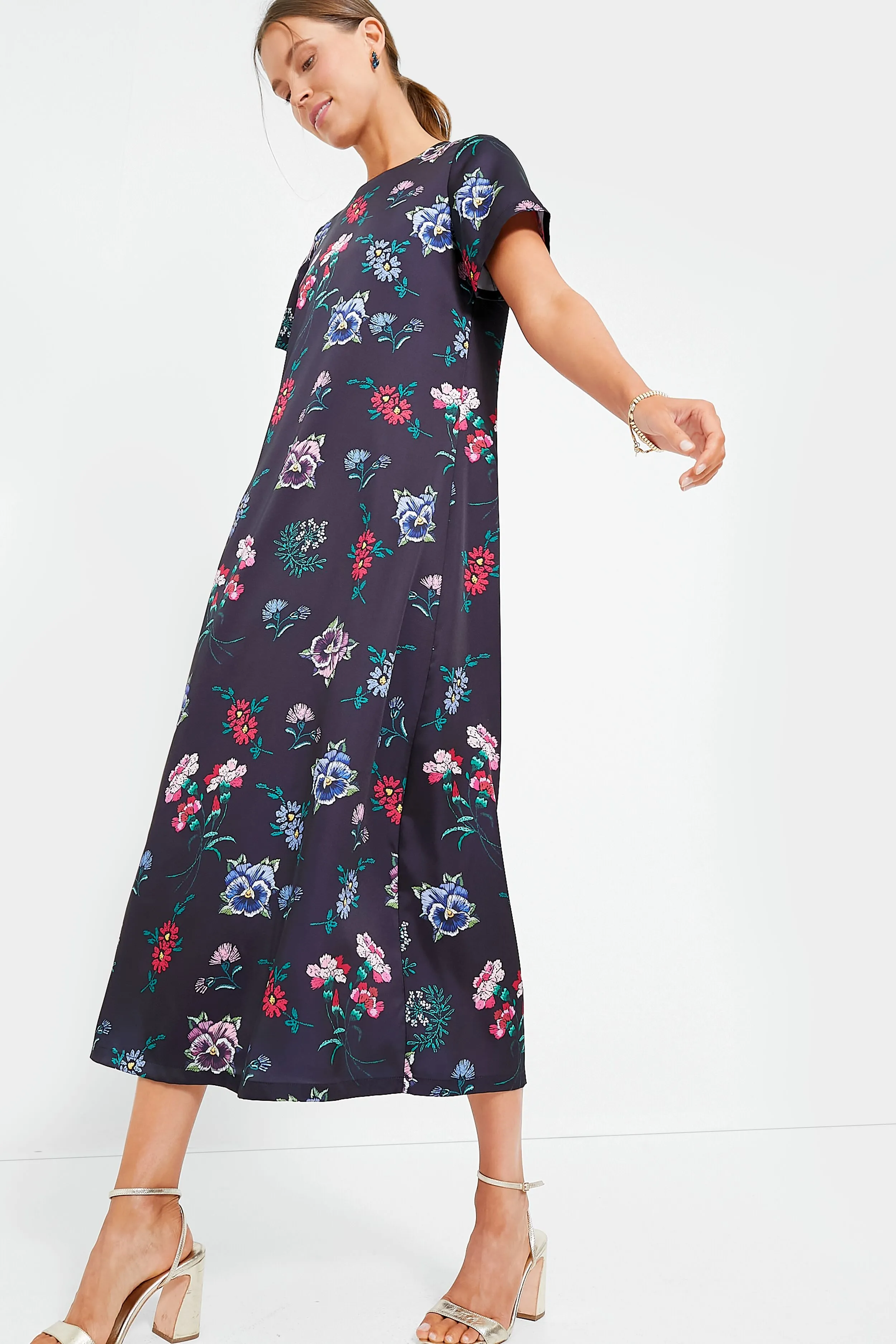 Black Floral Silky Riley Maxi Dress sold by Tuckernuck product image thumbnail 5